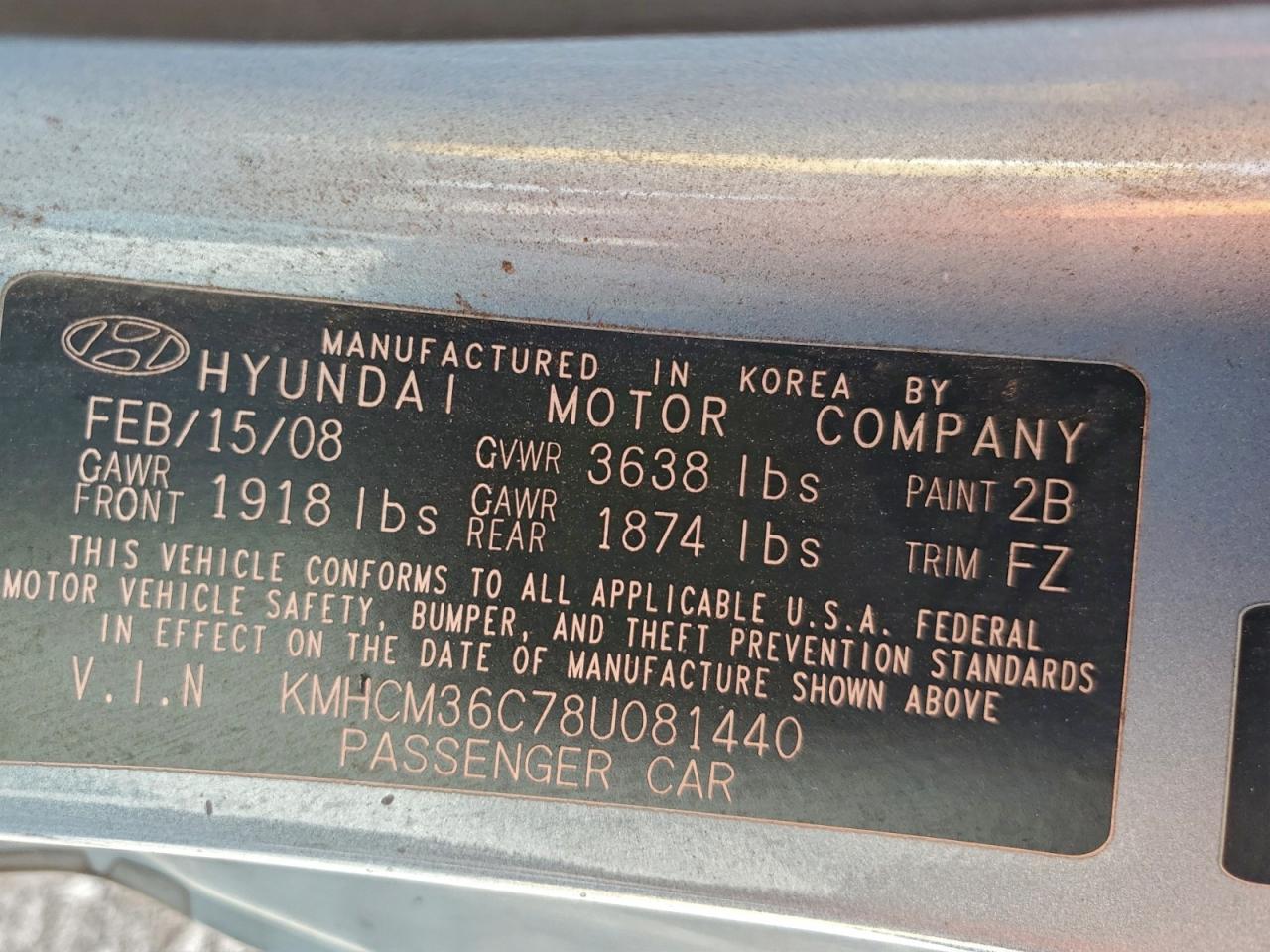 2008 Hyundai Accent Gs Синий vin: KMHCM36C78U081440