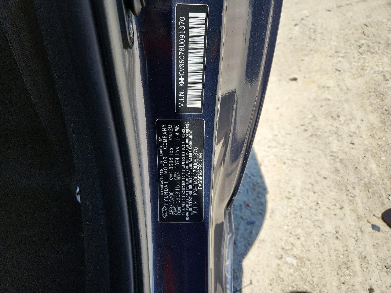 2008 Hyundai Accent Gs Blue vin: KMHCM36C78U091370