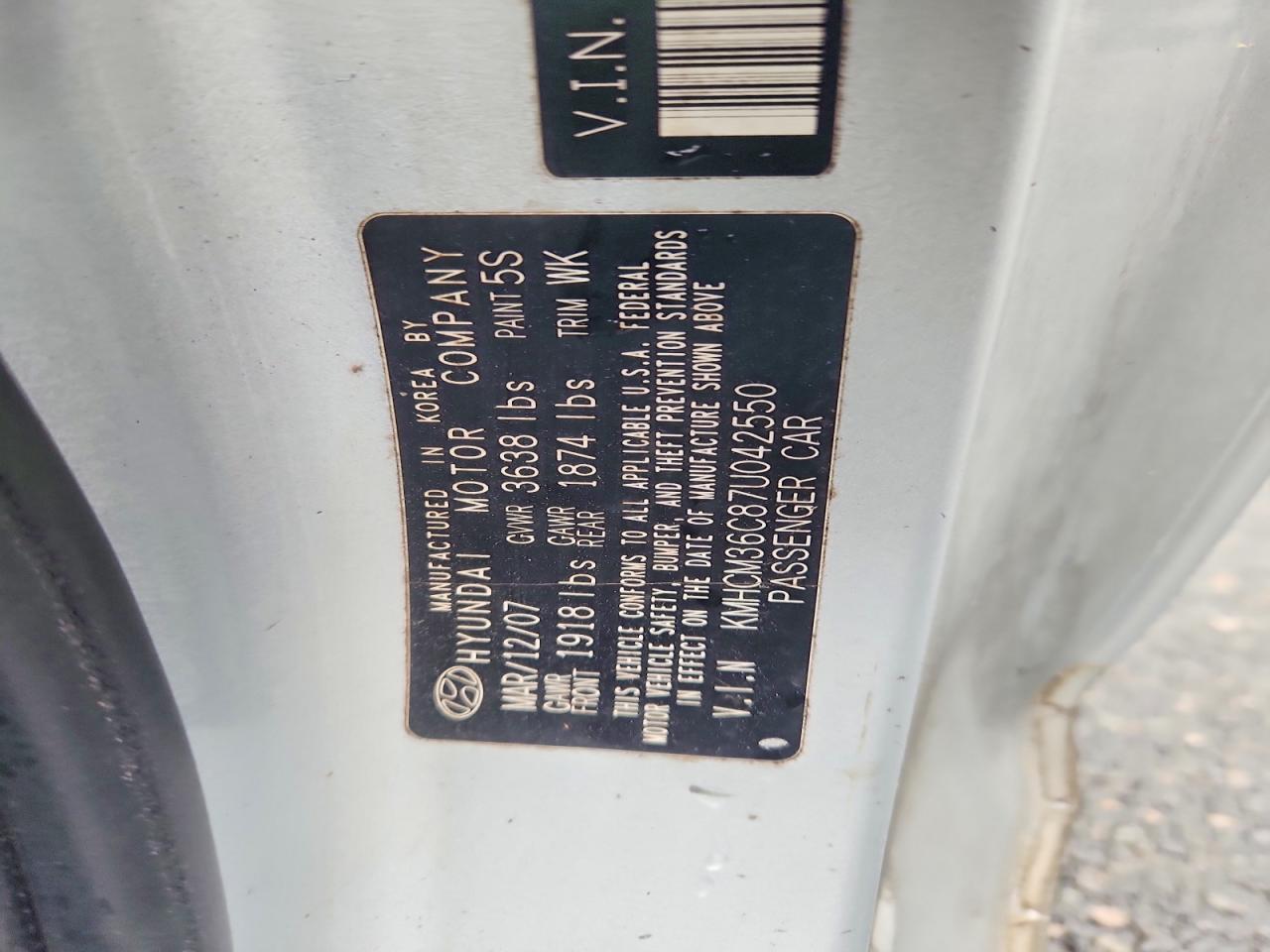 2007 Hyundai Accent Gls Automatic Silver vin: KMHCM36C87U042550