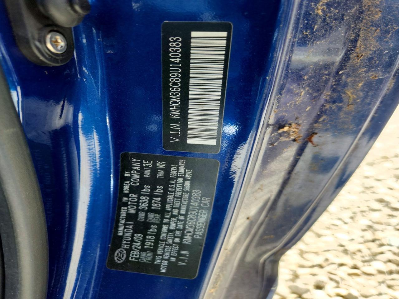 2009 Hyundai Accent Gs Blue vin: KMHCM36C89U140383