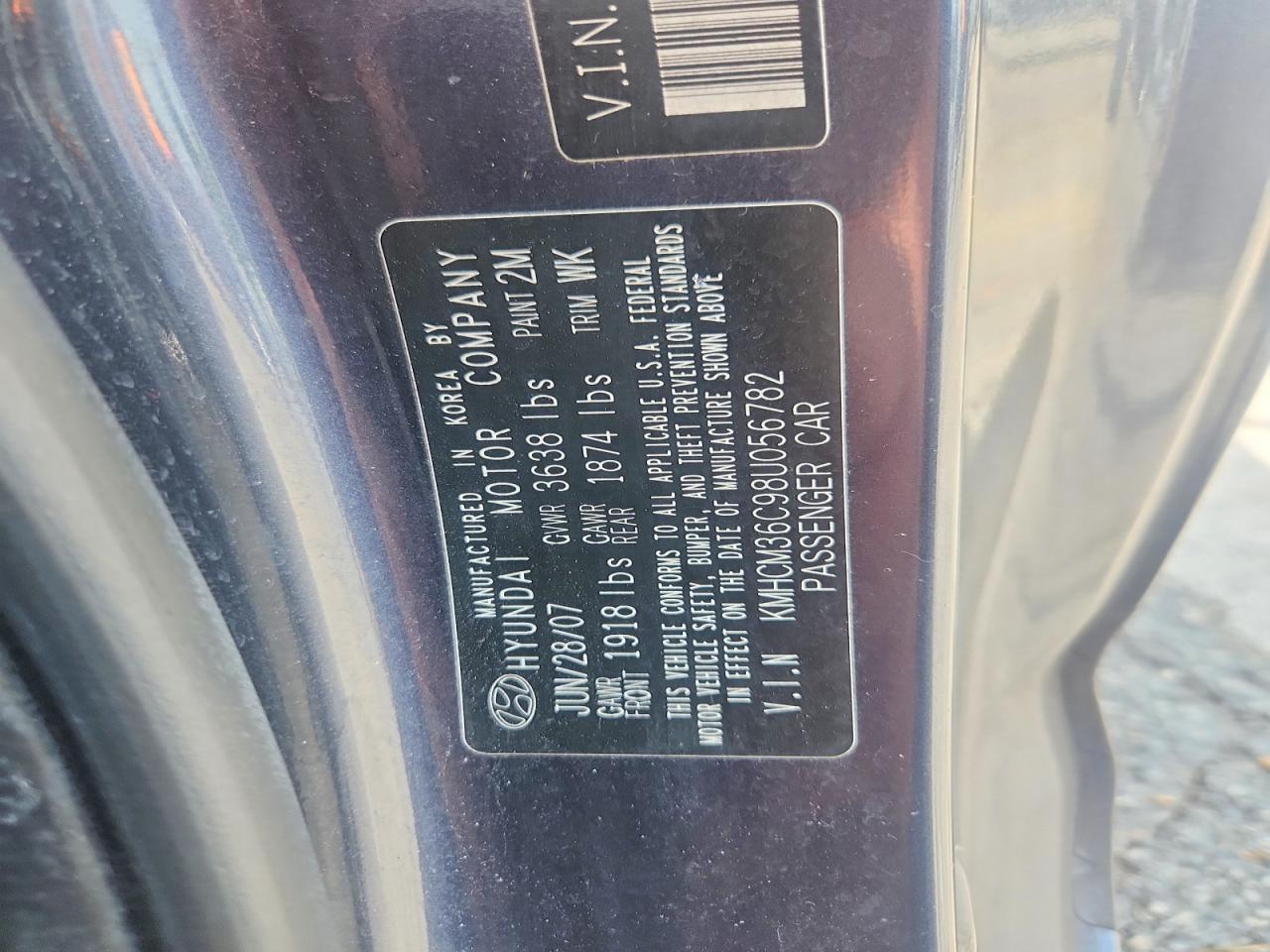 2008 Hyundai Accent Gs Gray vin: KMHCM36C98U056782