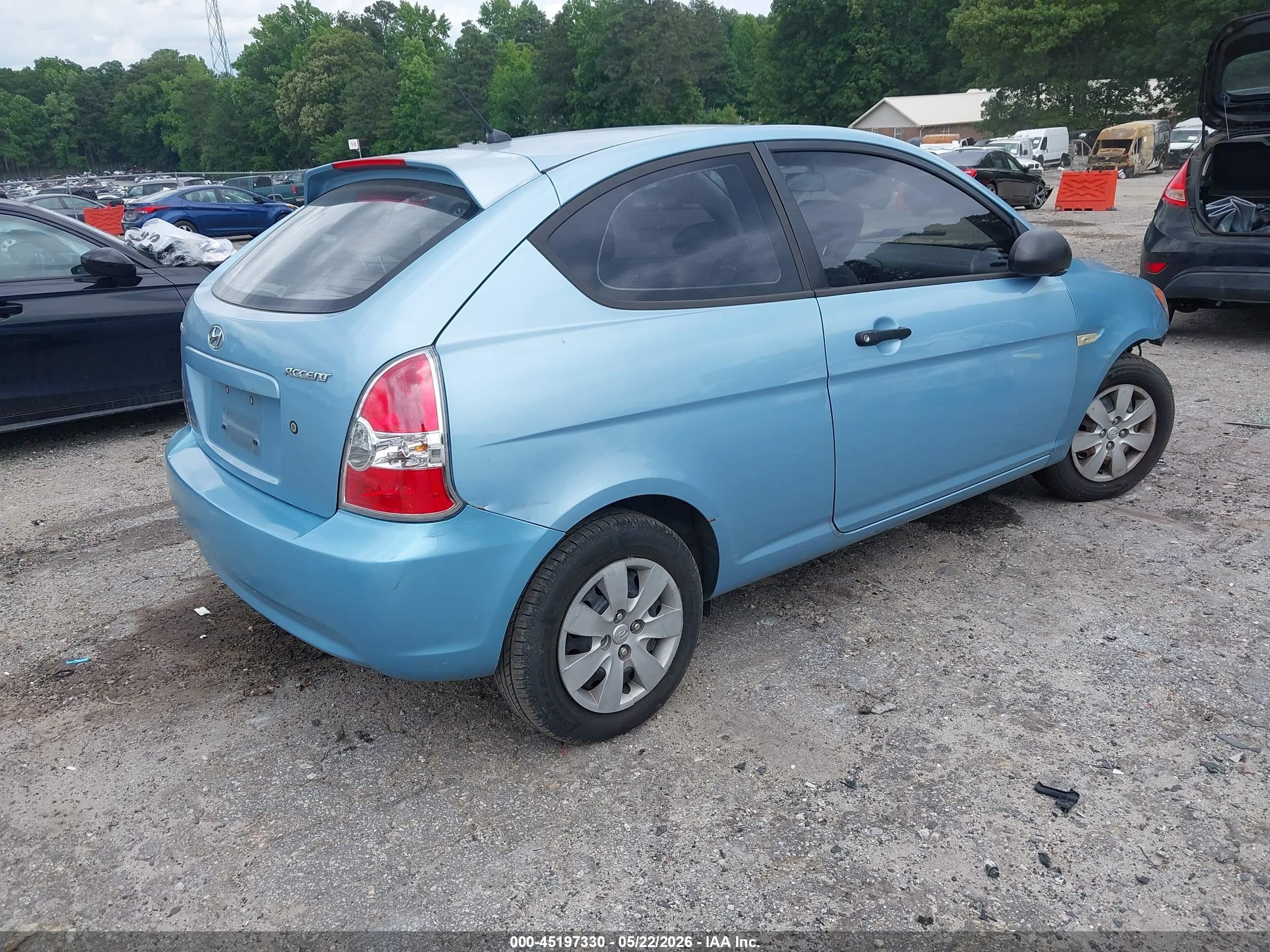 2008 Hyundai Accent Gs Blue vin: KMHCM36CX8U057343