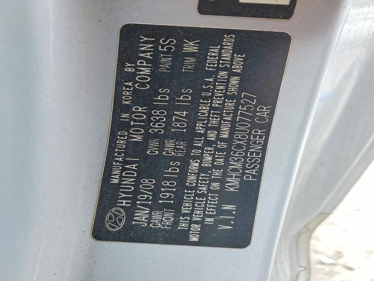 2008 Hyundai Accent Gs Silver vin: KMHCM36CX8U077527
