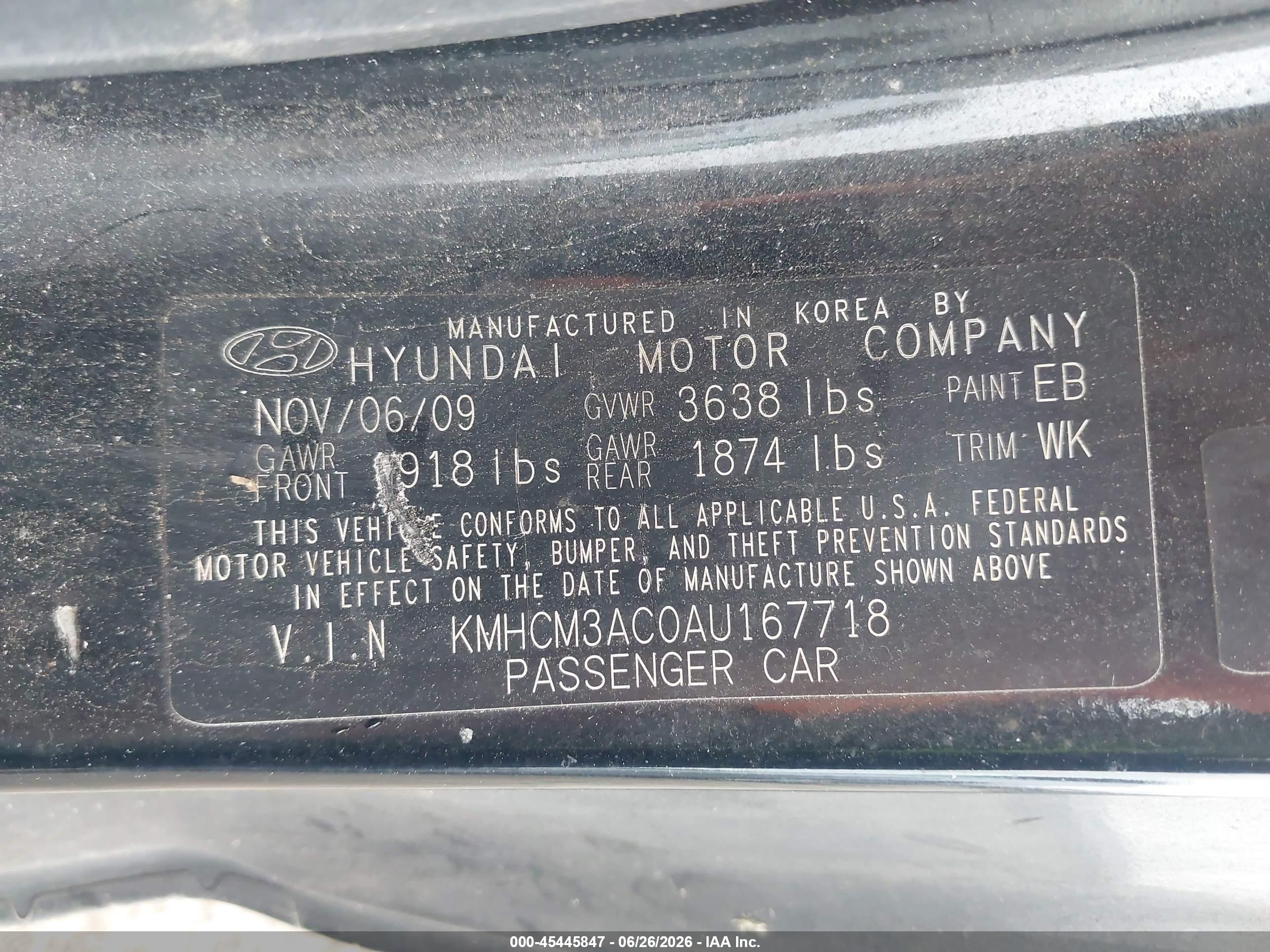 2010 Hyundai Accent Gs Black vin: KMHCM3AC0AU167718