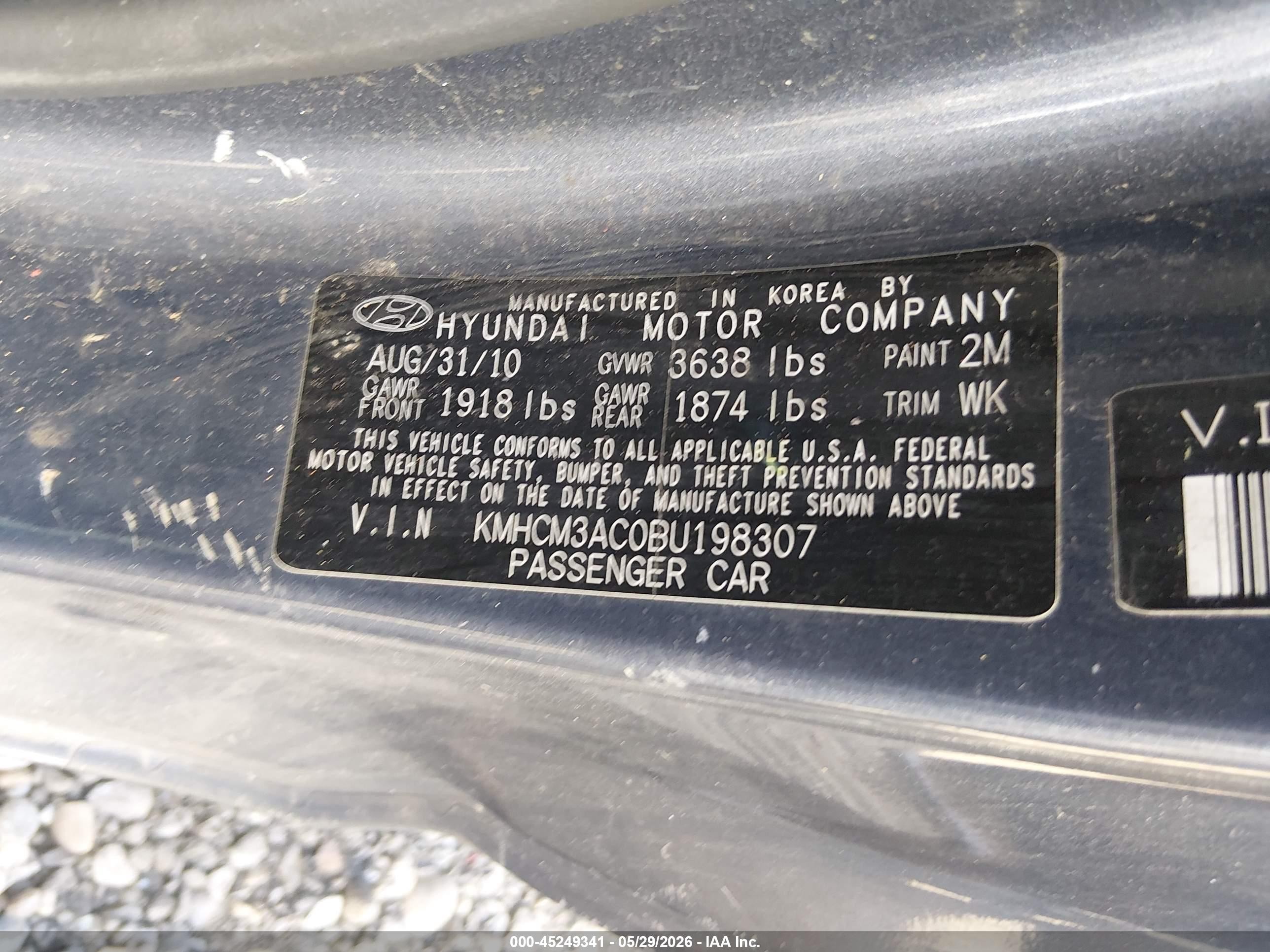 2011 Hyundai Accent Gs Black vin: KMHCM3AC0BU198307