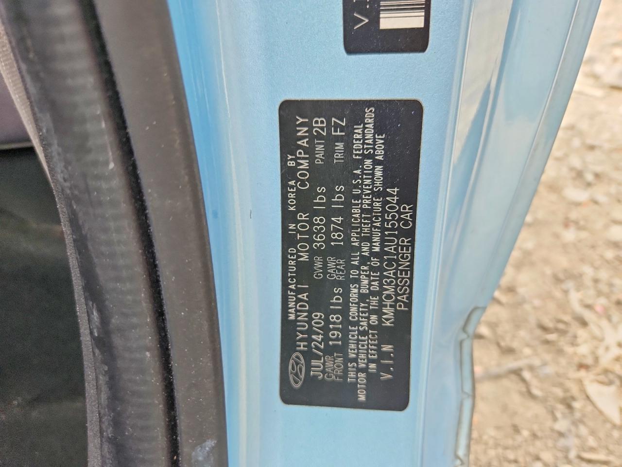2010 Hyundai Accent Gs Blue vin: KMHCM3AC1AU155044