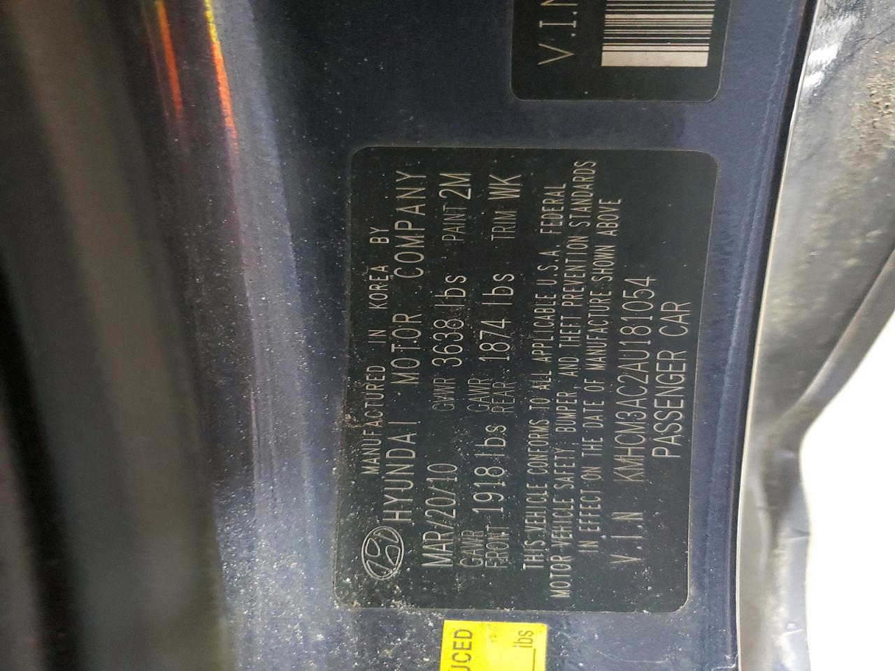 2010 Hyundai Accent Gs Blue vin: KMHCM3AC2AU181054