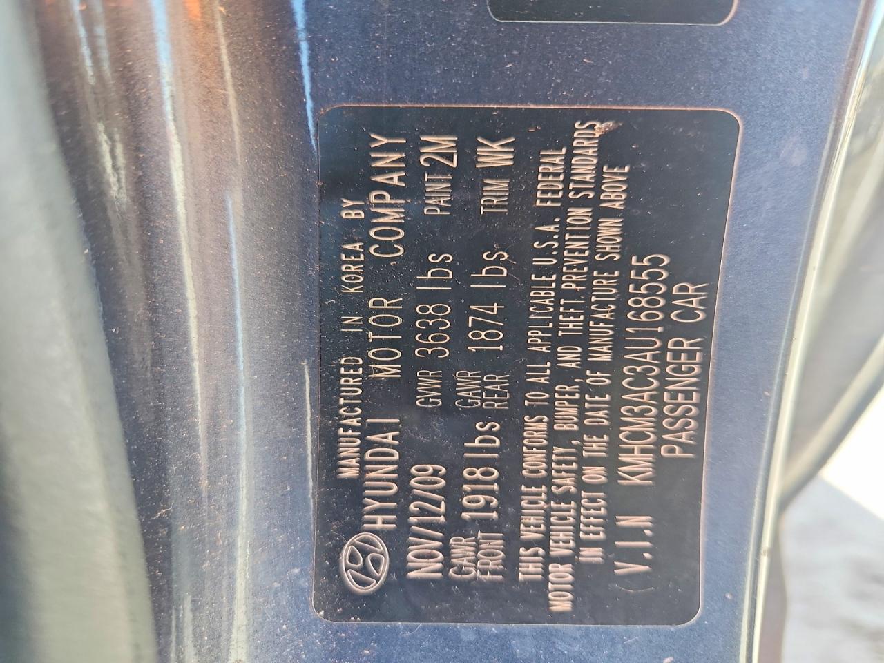 2010 Hyundai Accent Gs Charcoal vin: KMHCM3AC3AU168555