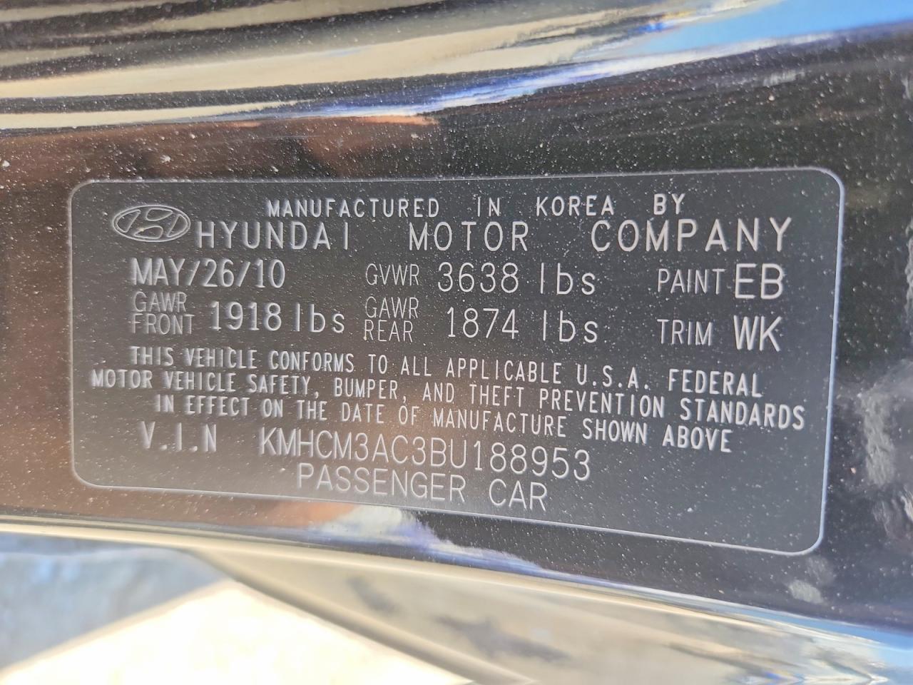 2011 Hyundai Accent Gl Black vin: KMHCM3AC3BU188953