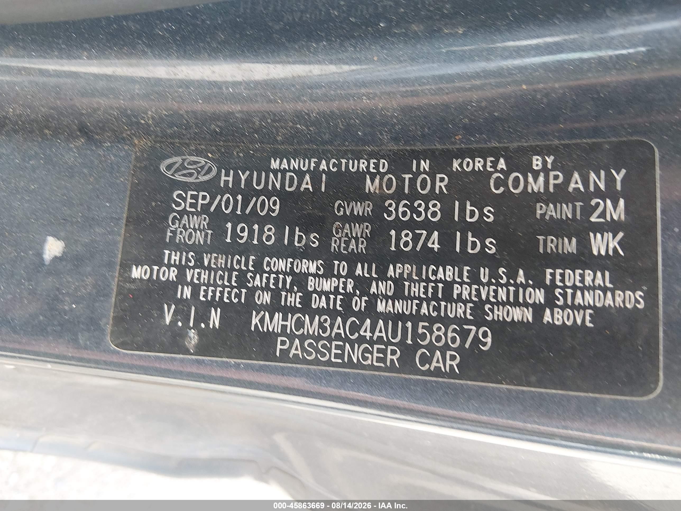 2010 Hyundai Accent Gs Gray vin: KMHCM3AC4AU158679