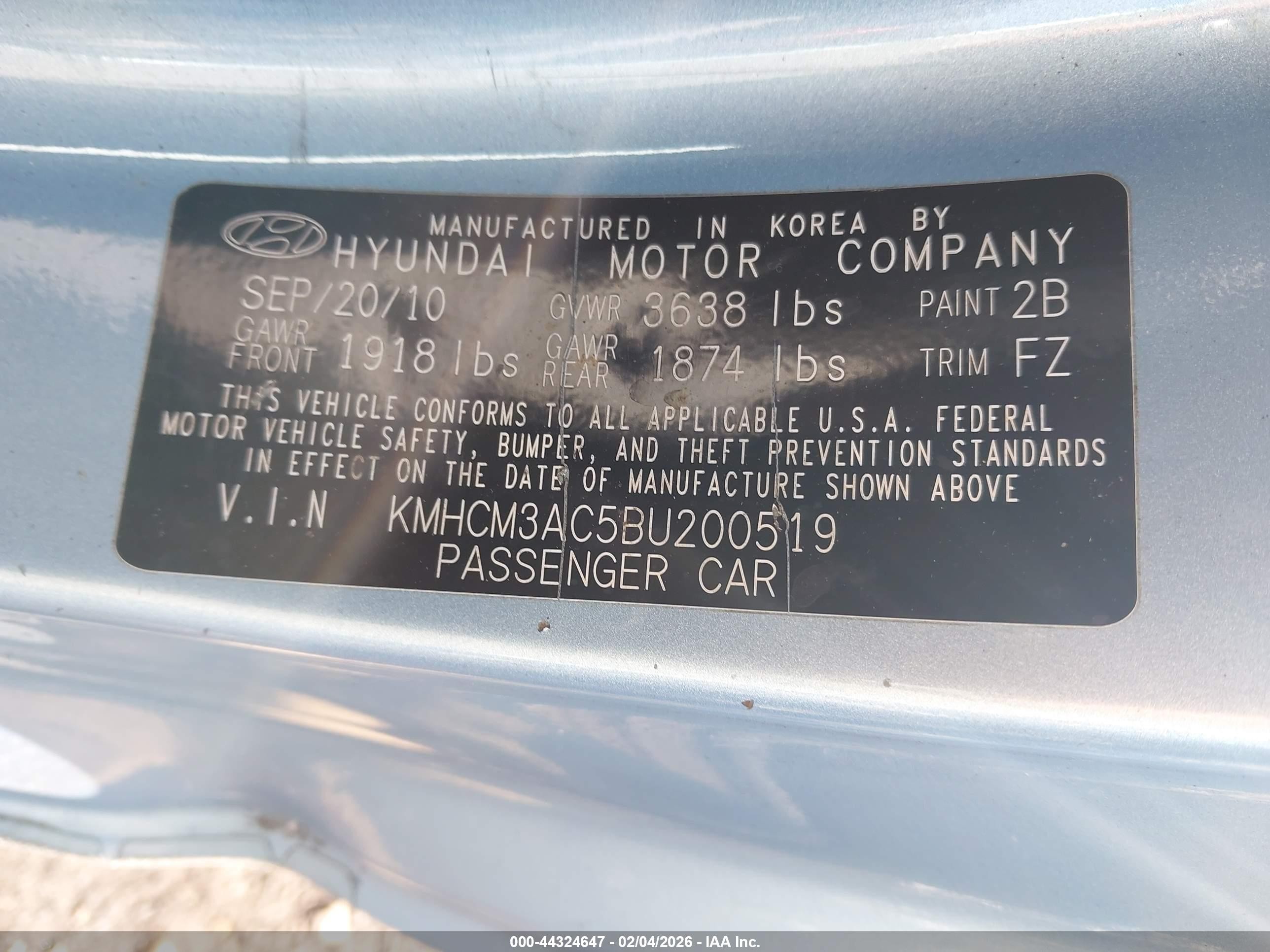 2011 Hyundai Accent Gs Синий vin: KMHCM3AC5BU200519