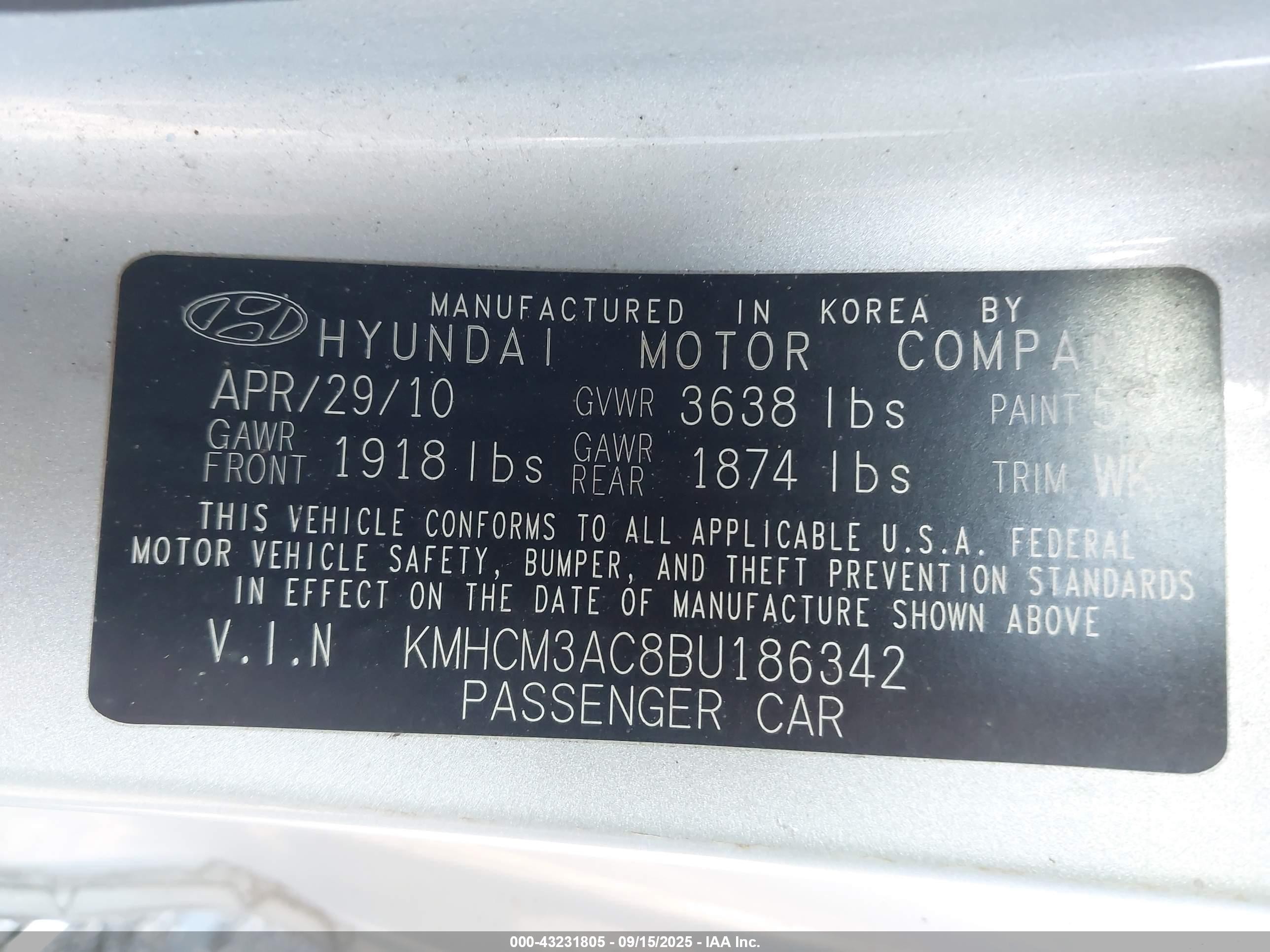 2011 Hyundai Accent Gs Silver vin: KMHCM3AC8BU186342