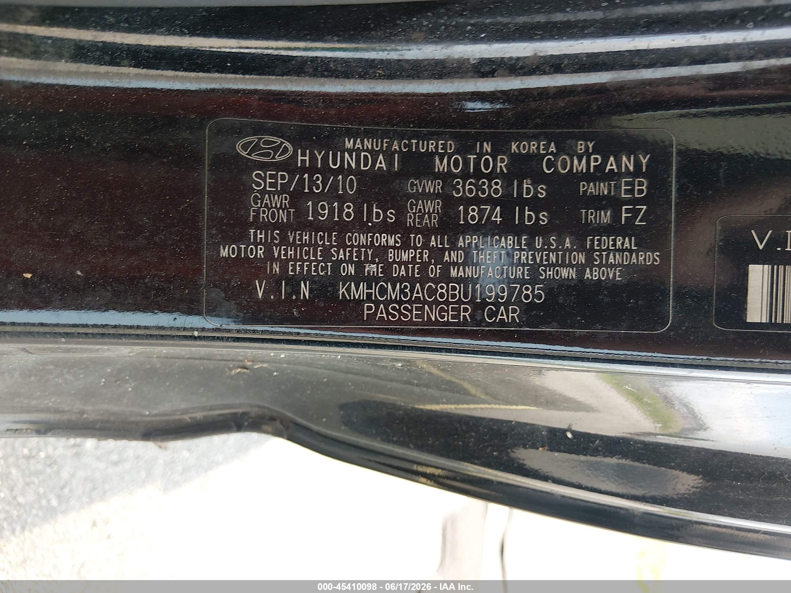 2011 Hyundai Accent Gs Black vin: KMHCM3AC8BU199785