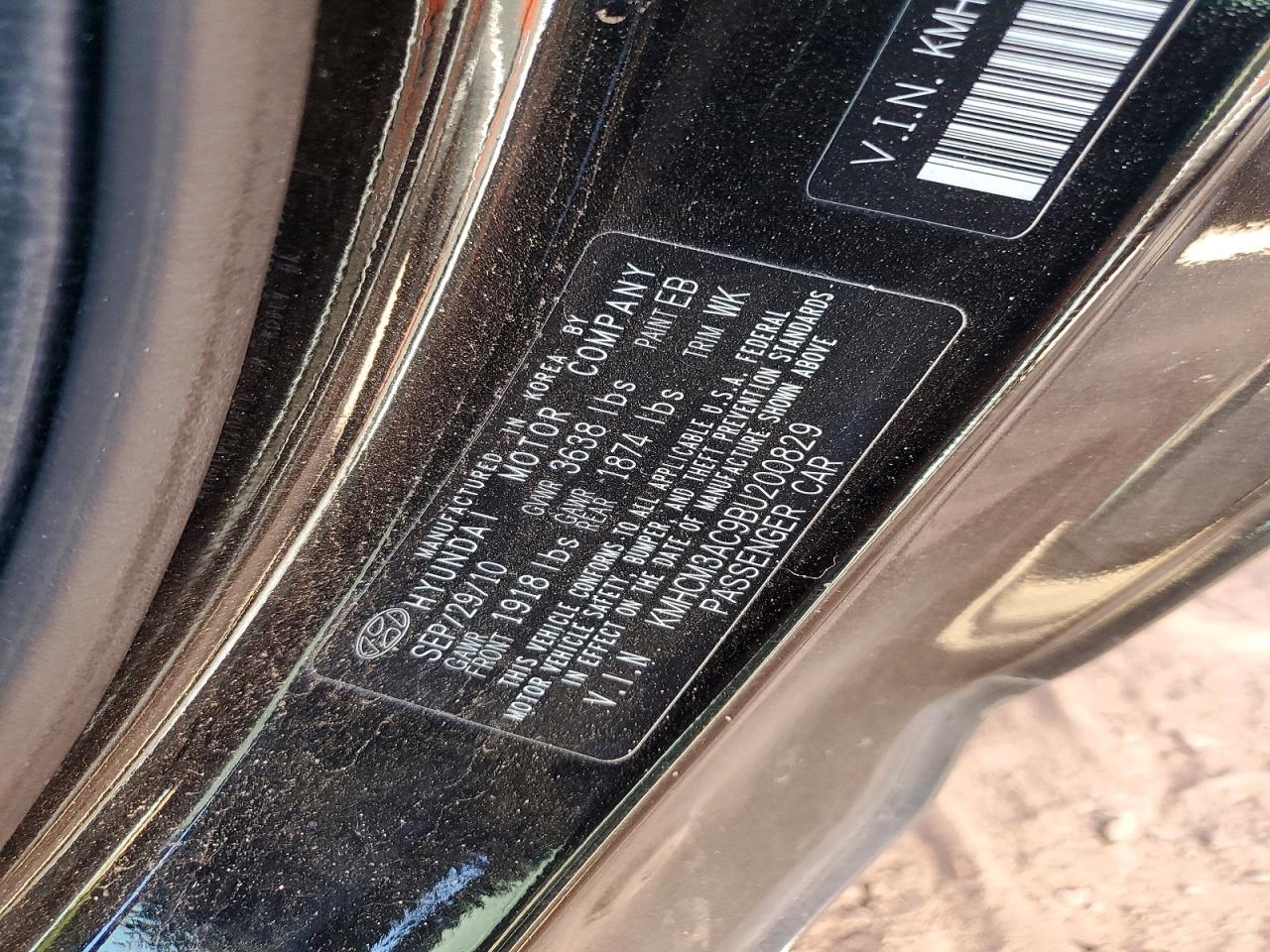 2011 Hyundai Accent Gl Black vin: KMHCM3AC9BU200829