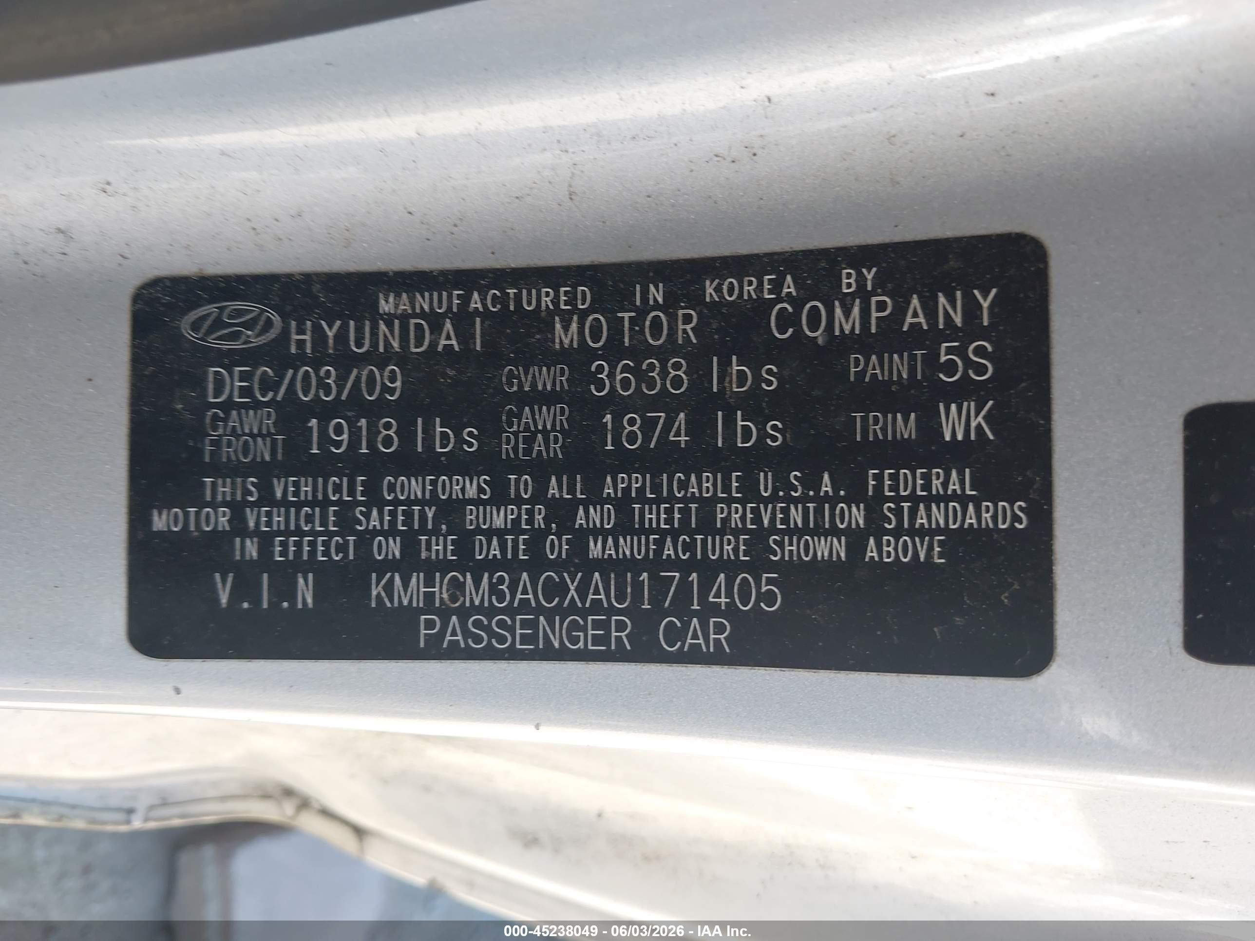 2010 Hyundai Accent Gs Silver vin: KMHCM3ACXAU171405