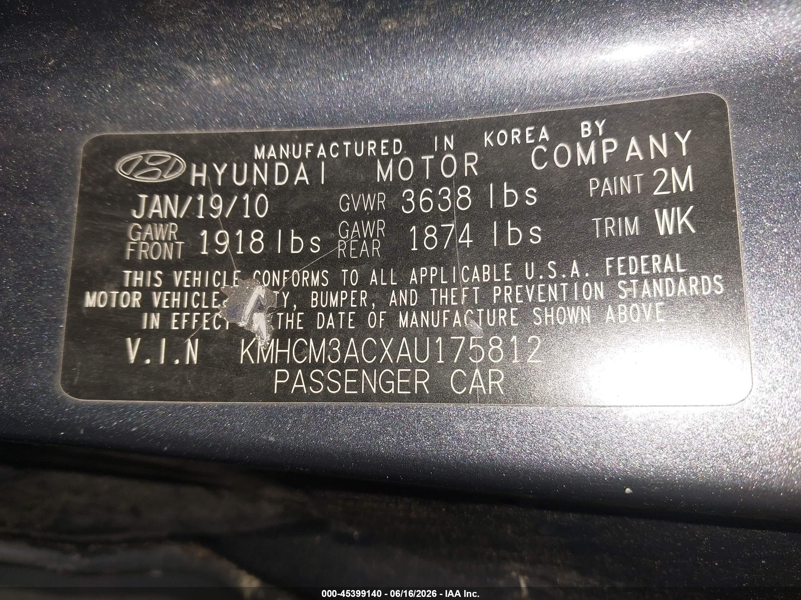 2010 Hyundai Accent Gs Gray vin: KMHCM3ACXAU175812