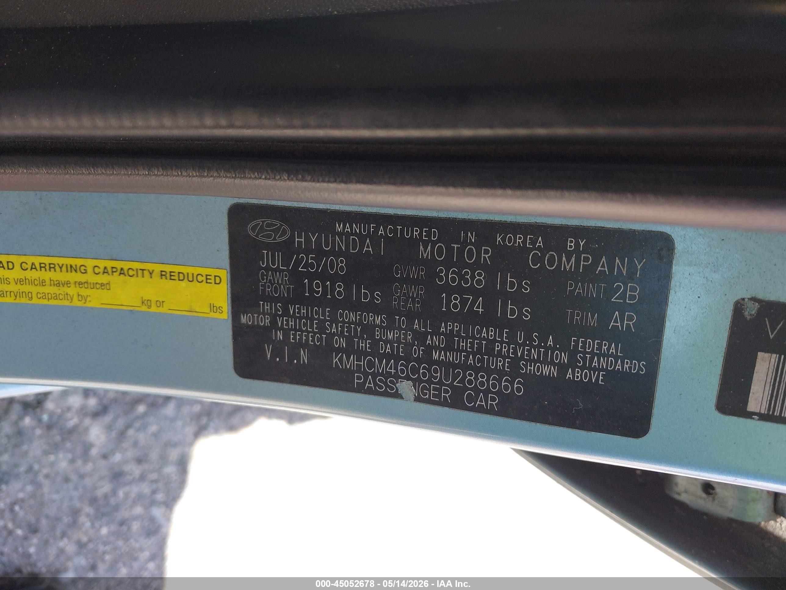 2009 Hyundai Accent Gls Blue vin: KMHCM46C69U288666