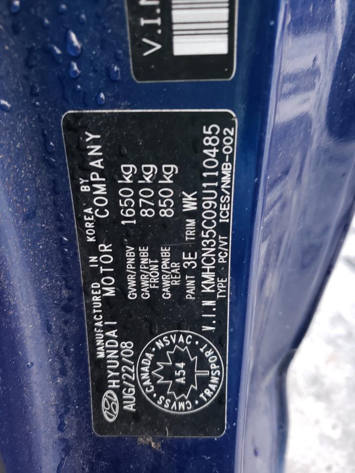 2009 Hyundai Accent Se Blue vin: KMHCN35C09U110485