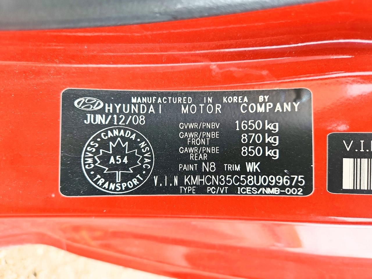 2008 Hyundai Accent Se Orange vin: KMHCN35C58U099675