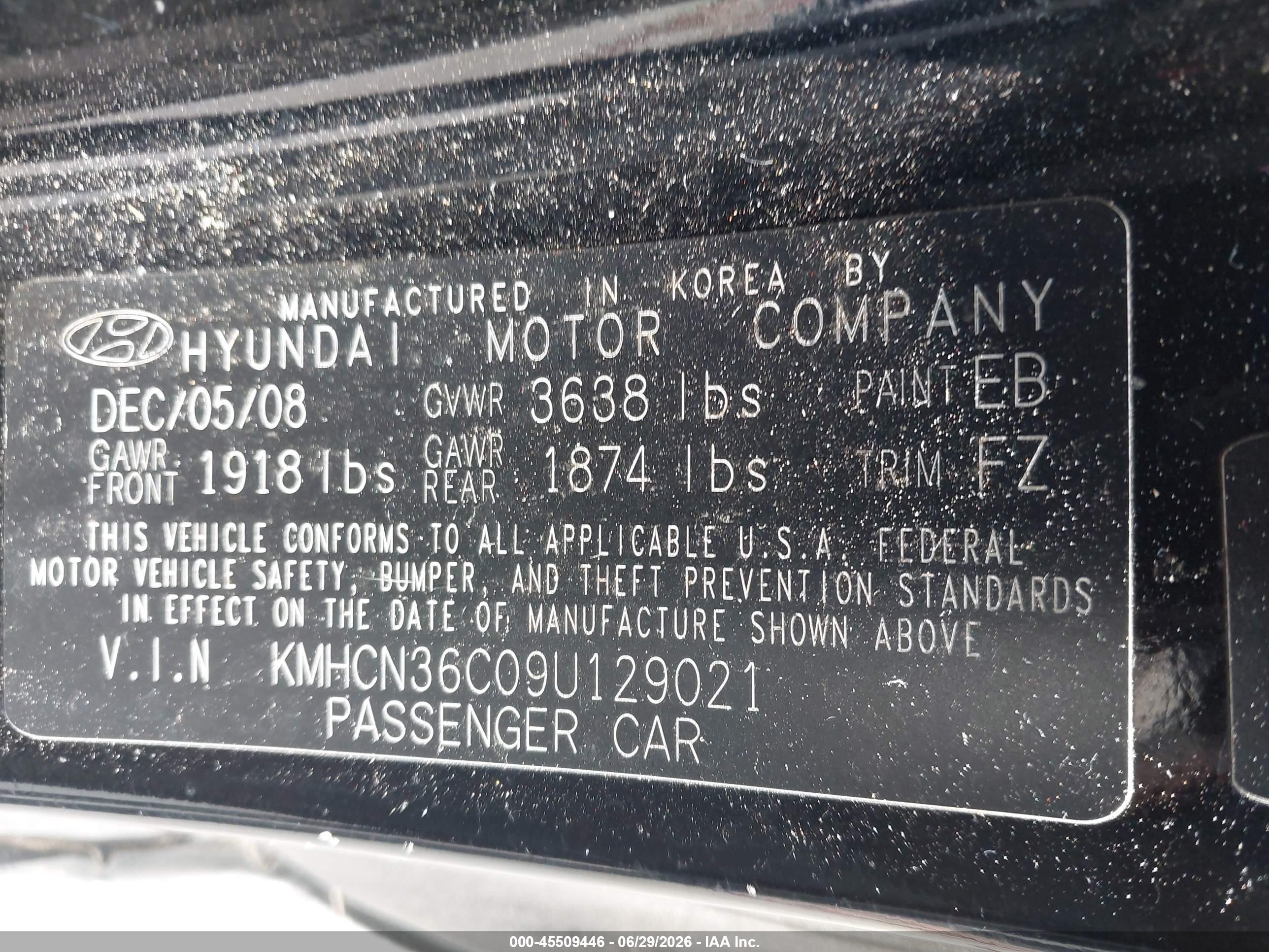 2009 Hyundai Accent Se Black vin: KMHCN36C09U129021