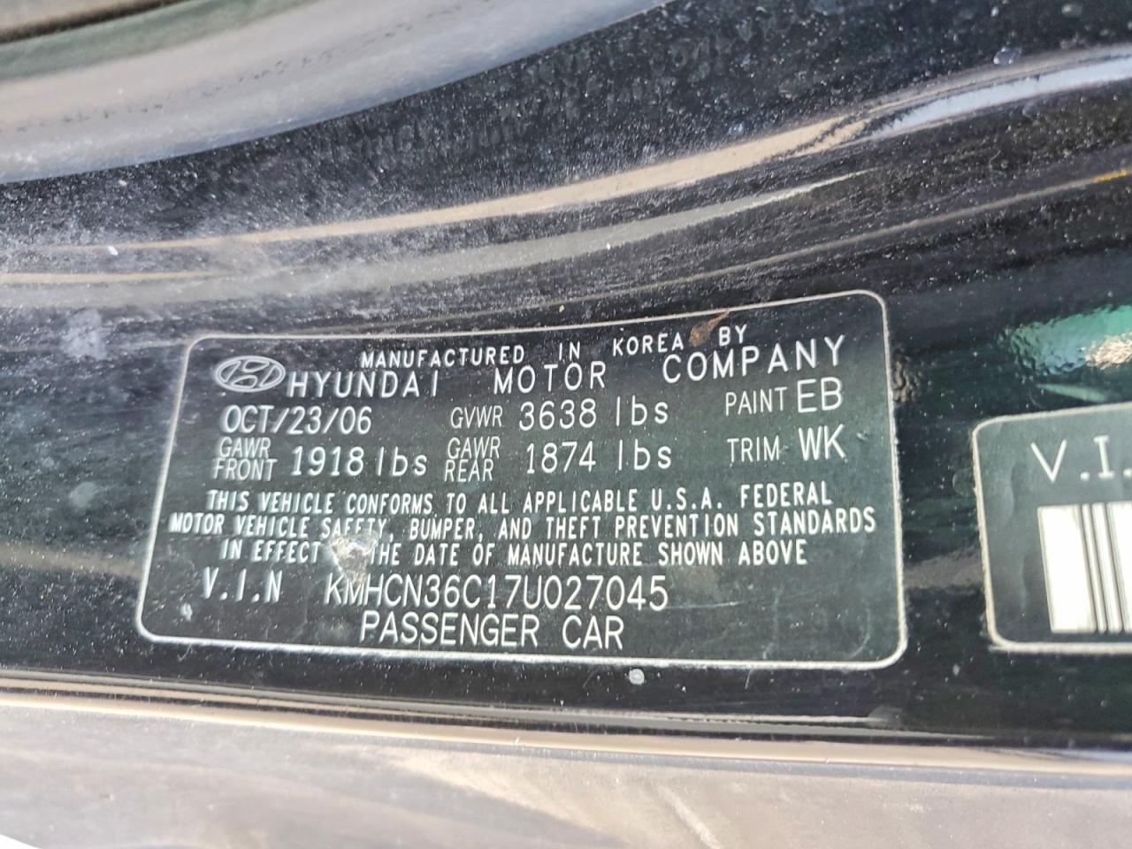 2007 Hyundai Accent Se Black vin: KMHCN36C17U027045