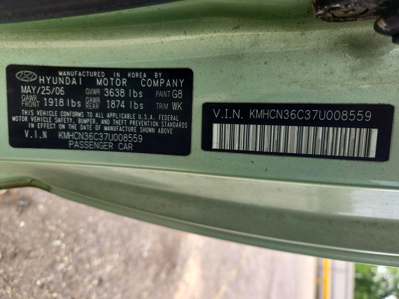 2007 Hyundai Accent Se Green vin: KMHCN36C37U008559