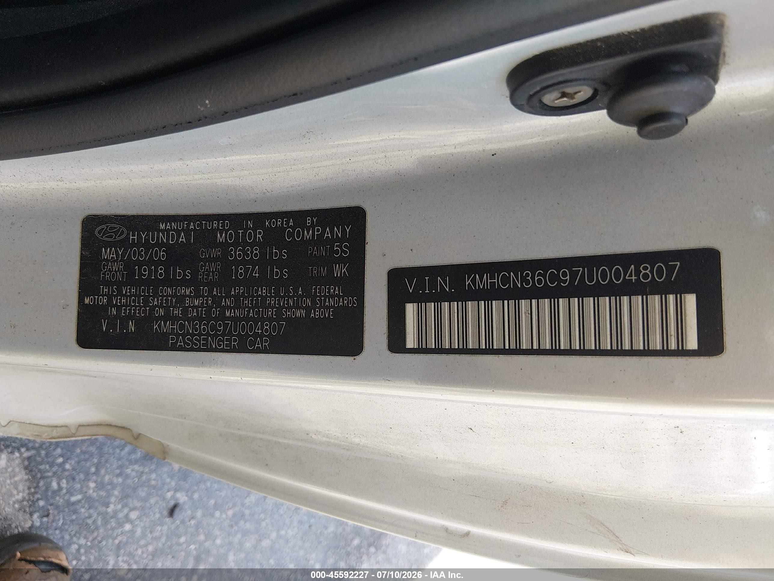 2007 Hyundai Accent Se Белый vin: KMHCN36C97U004807
