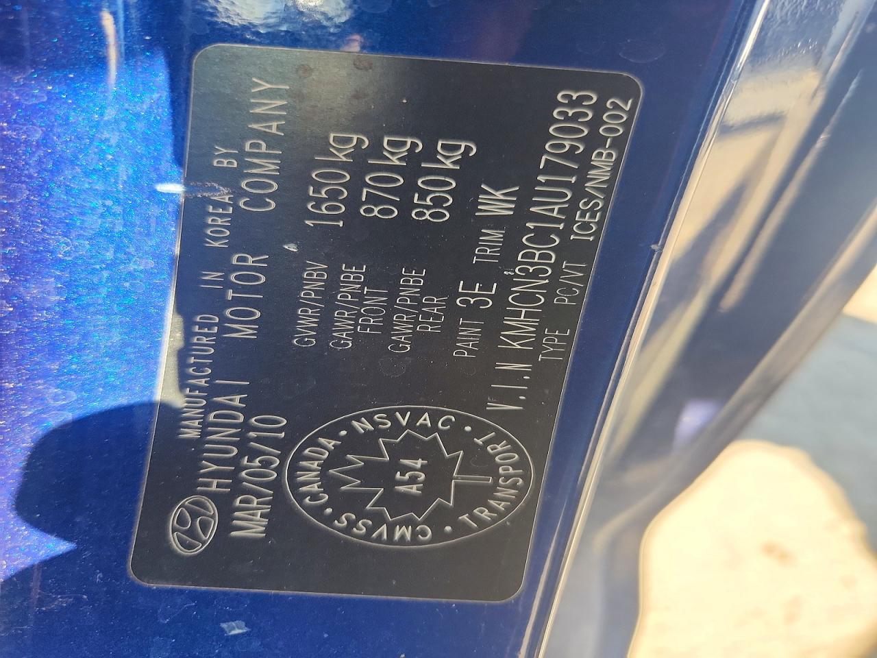 2010 Hyundai Accent Se Blue vin: KMHCN3BC1AU179033