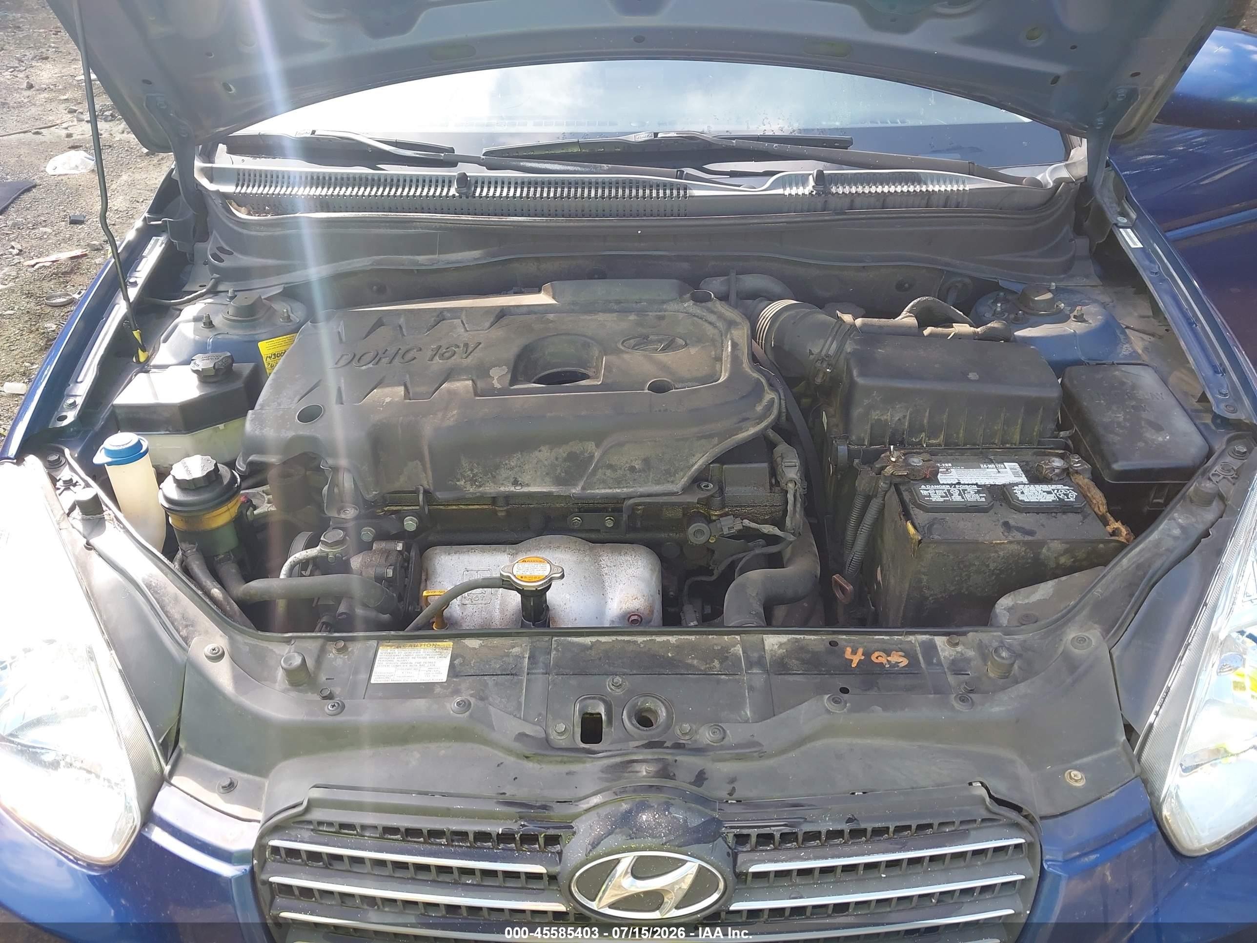 2008 Hyundai Accent Gls Blue vin: KMHCN46C08U227857