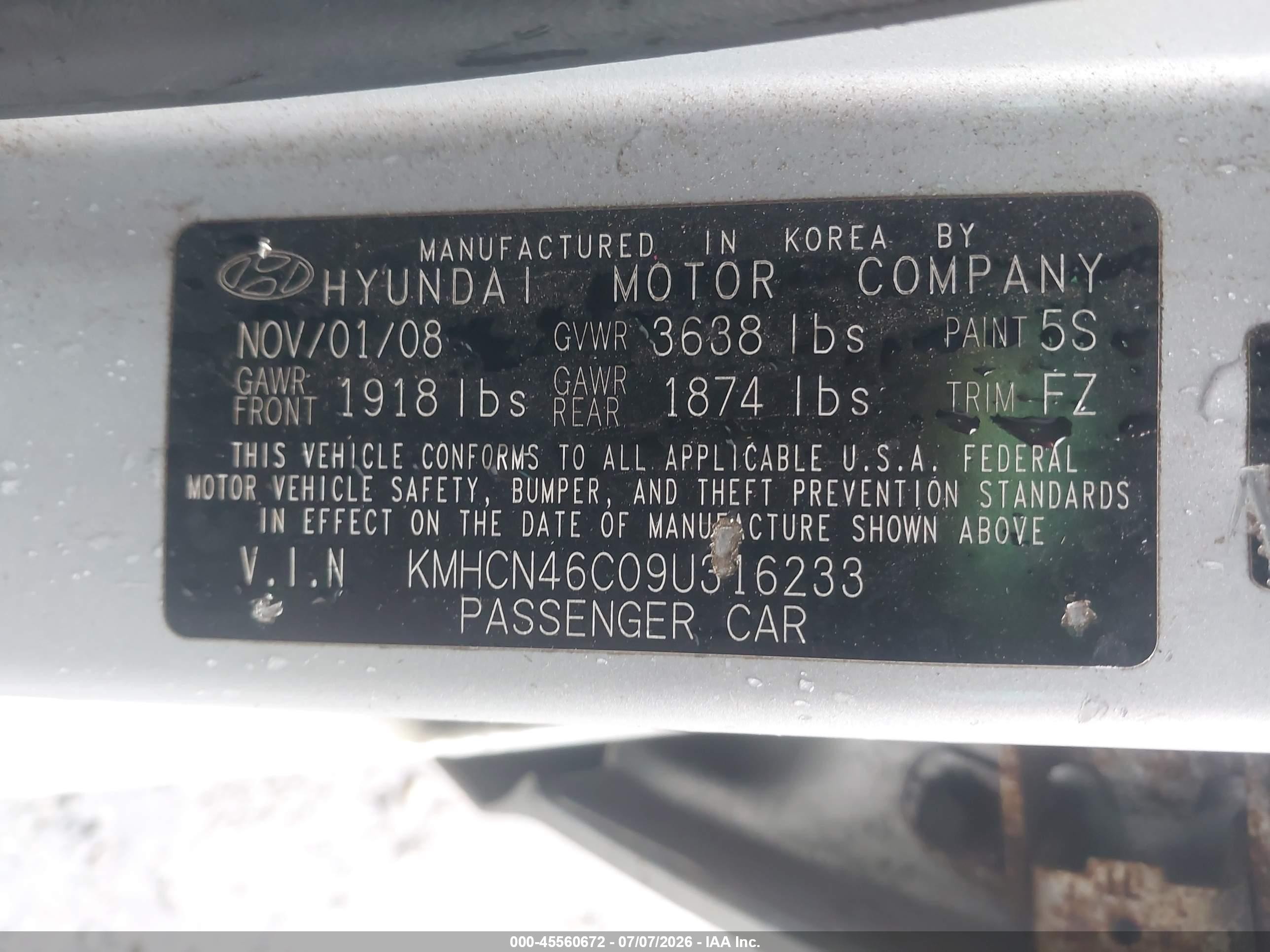 2009 Hyundai Accent Gls Silver vin: KMHCN46C09U316233