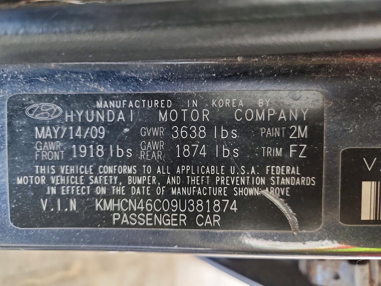 2009 Hyundai Accent Gls Gray vin: KMHCN46C09U381874