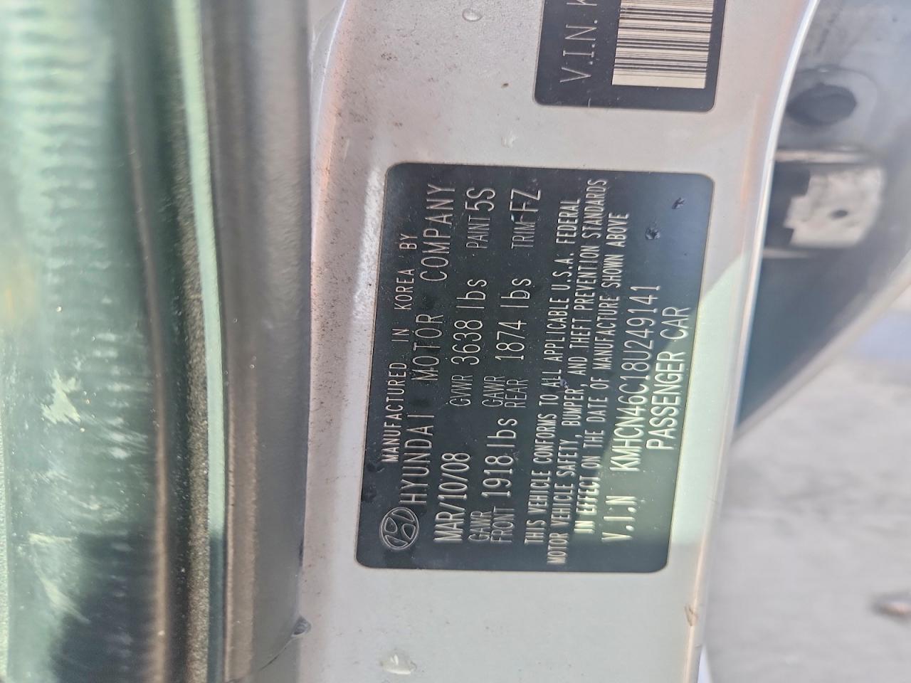2008 Hyundai Accent Gls Серебряный vin: KMHCN46C18U249141