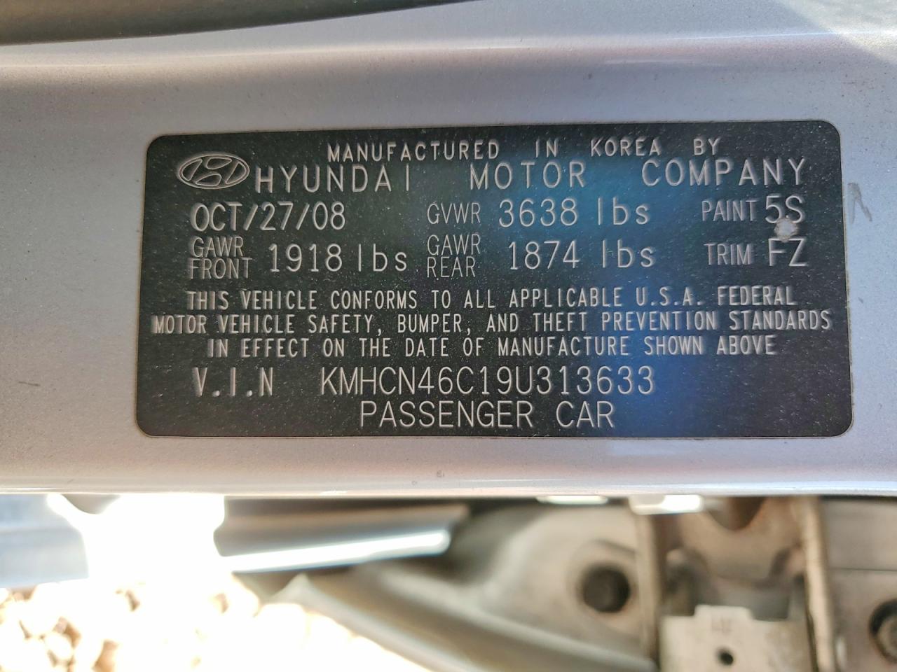 2009 Hyundai Accent Gls Blue vin: KMHCN46C19U313633