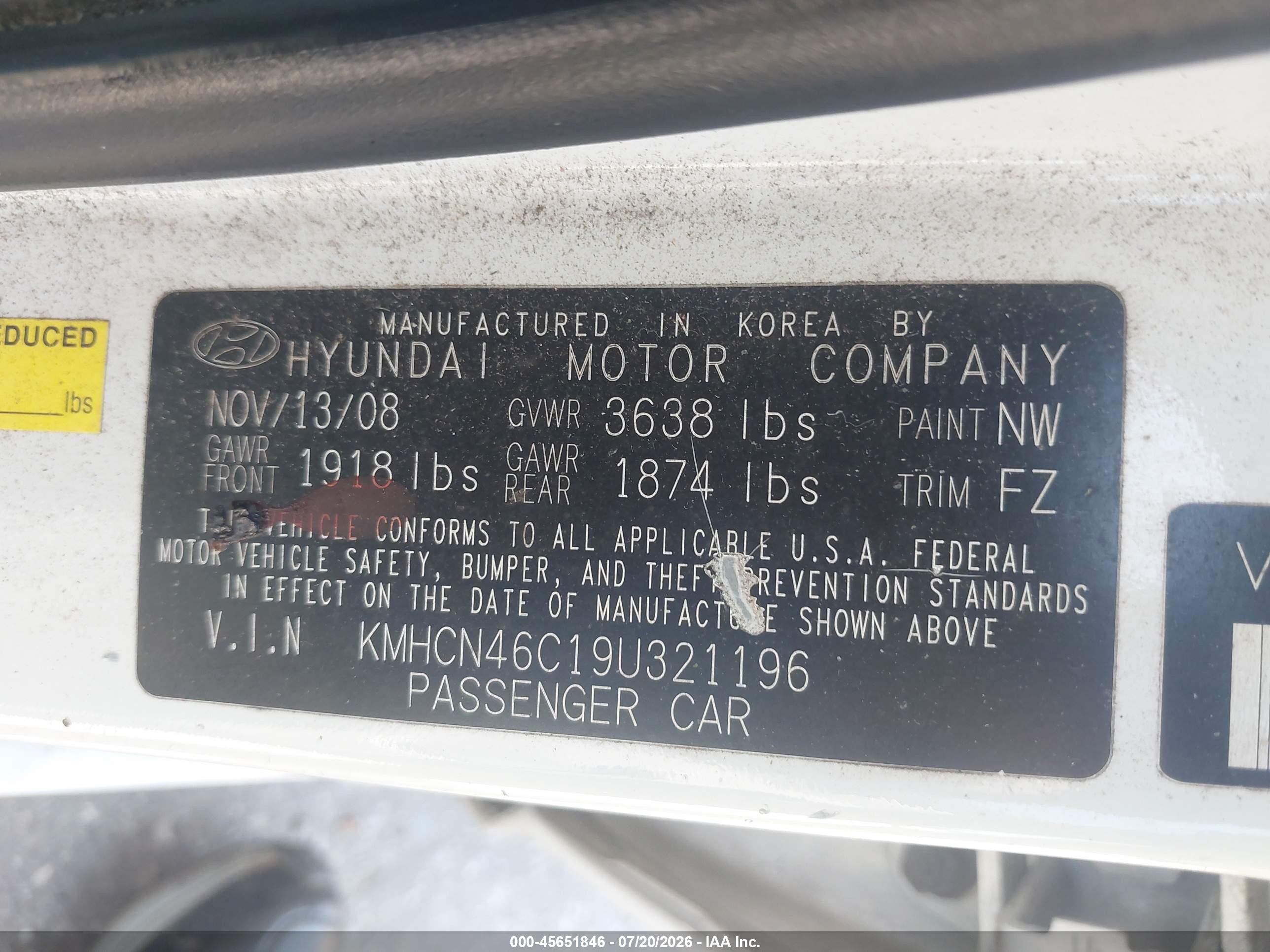2009 Hyundai Accent Gls Белый vin: KMHCN46C19U321196