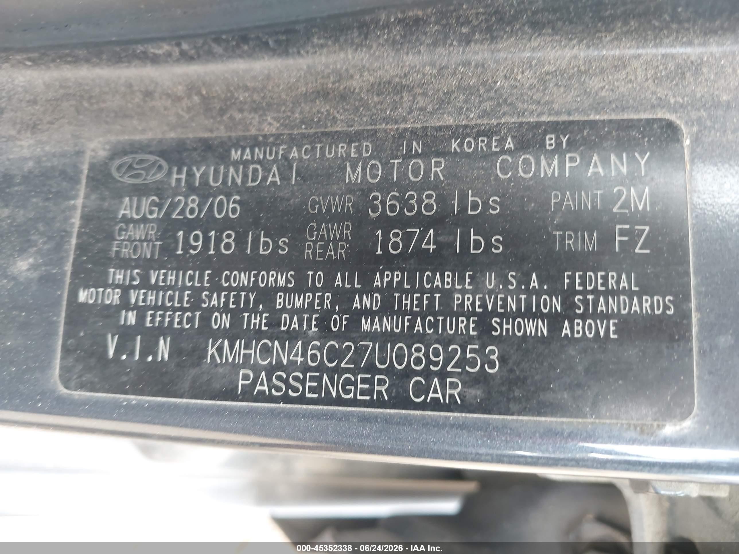 2007 Hyundai Accent Gls Gray vin: KMHCN46C27U089253