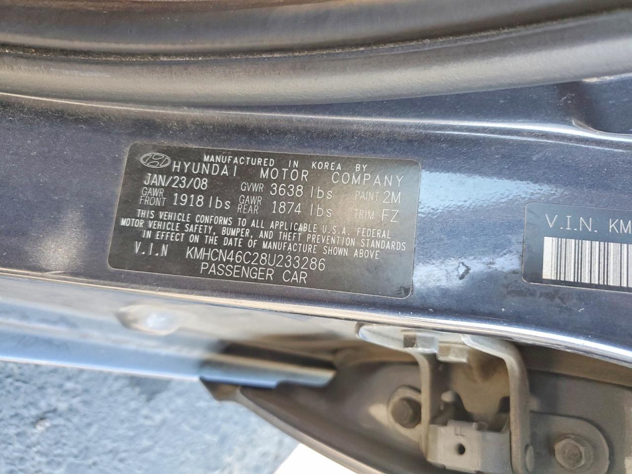 2008 Hyundai Accent Gls Угольный vin: KMHCN46C28U233286