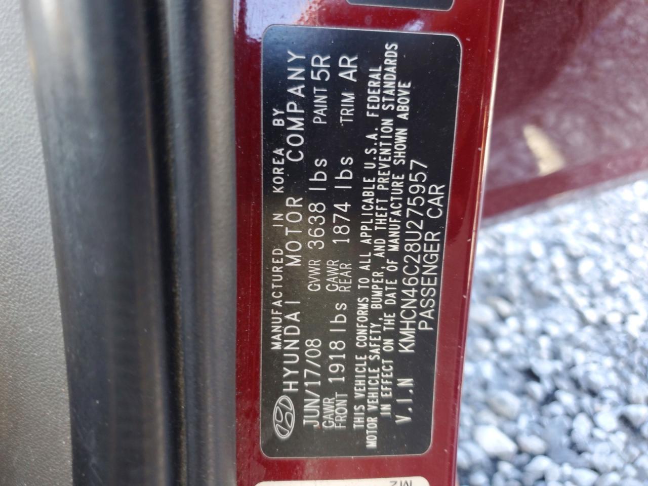 2008 Hyundai Accent Gls Red vin: KMHCN46C28U275957