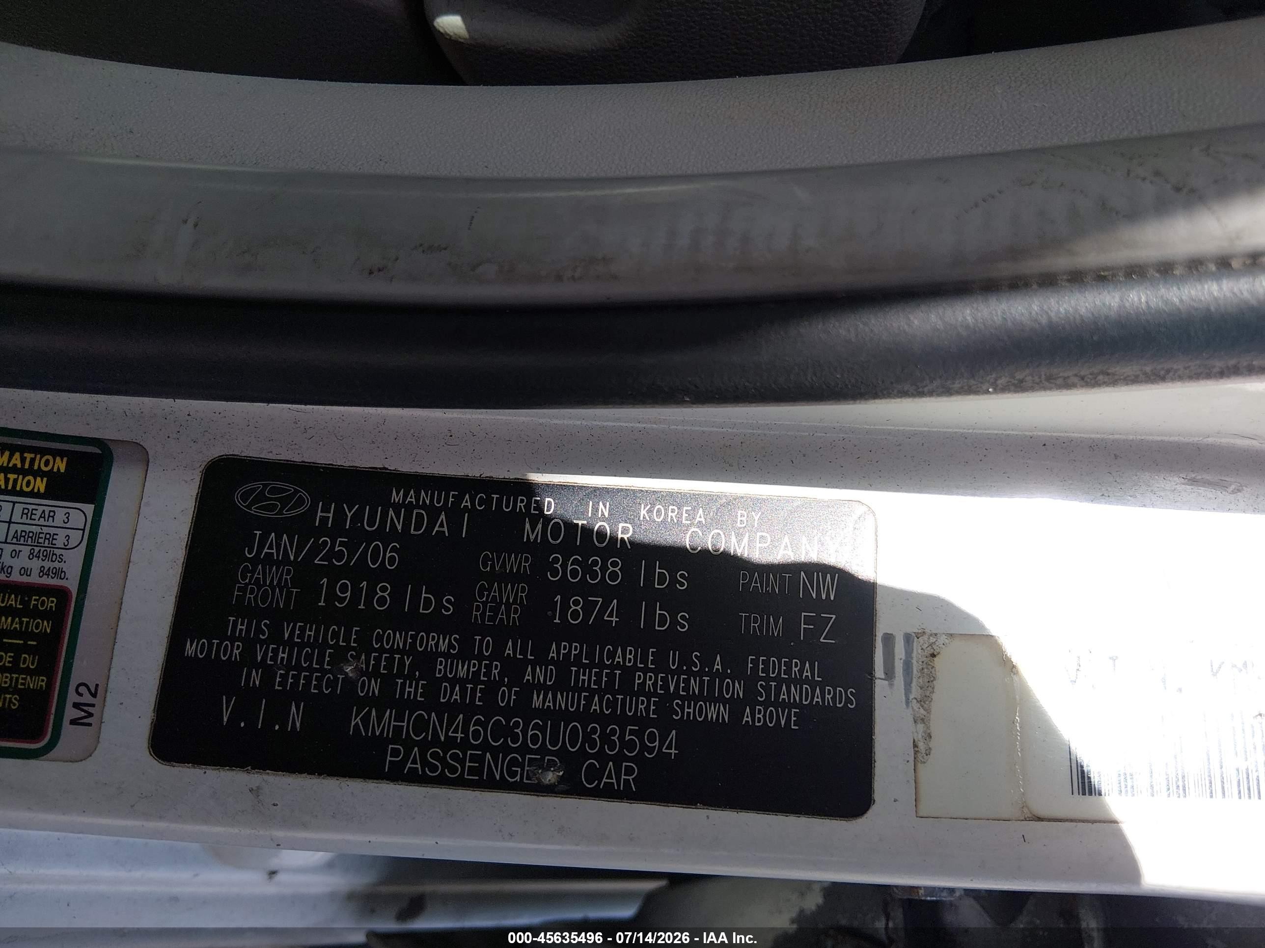 2006 Hyundai Accent Gls Белый vin: KMHCN46C36U033594