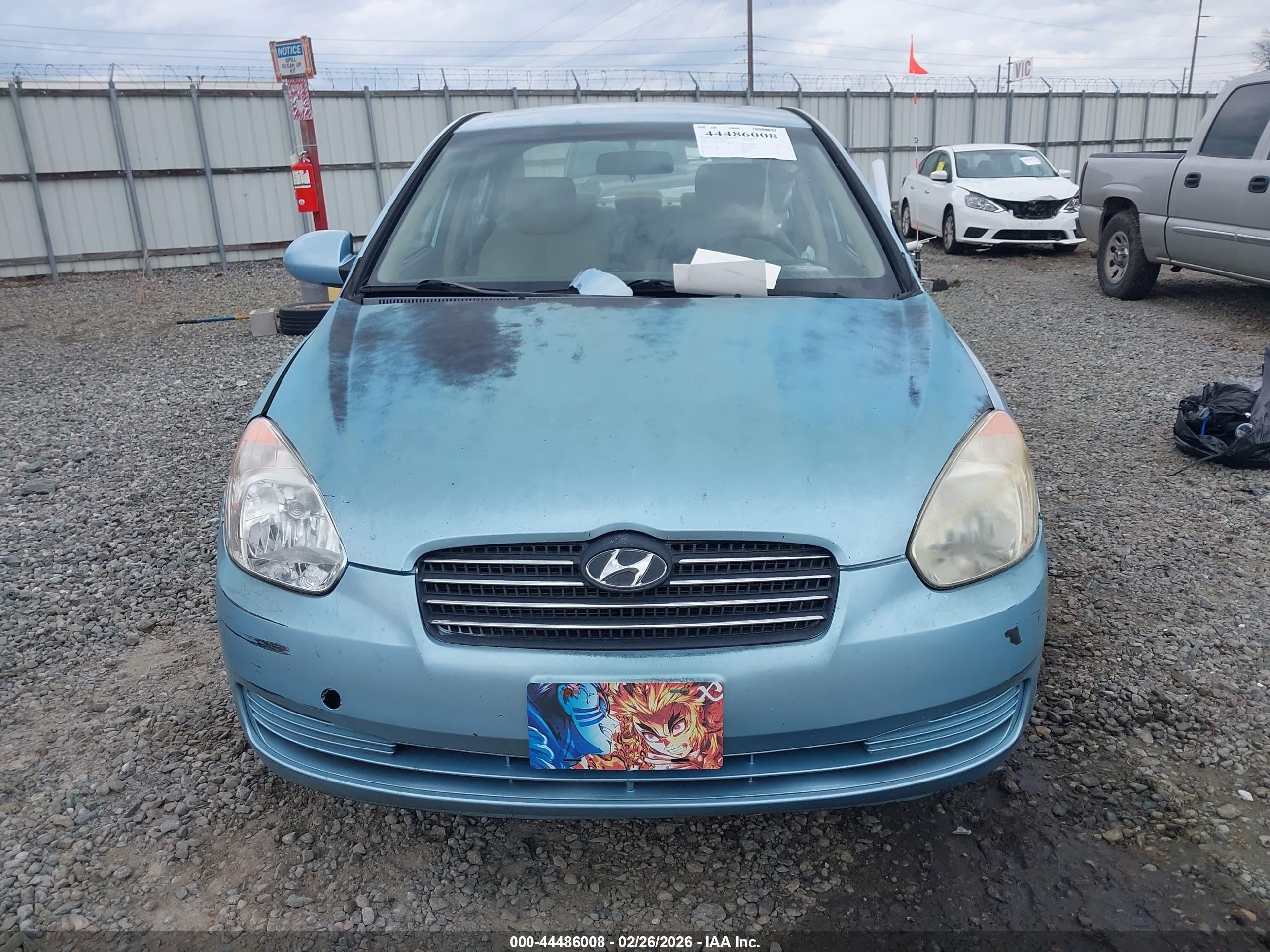 2007 Hyundai Accent Gls Light Blue vin: KMHCN46C37U088077