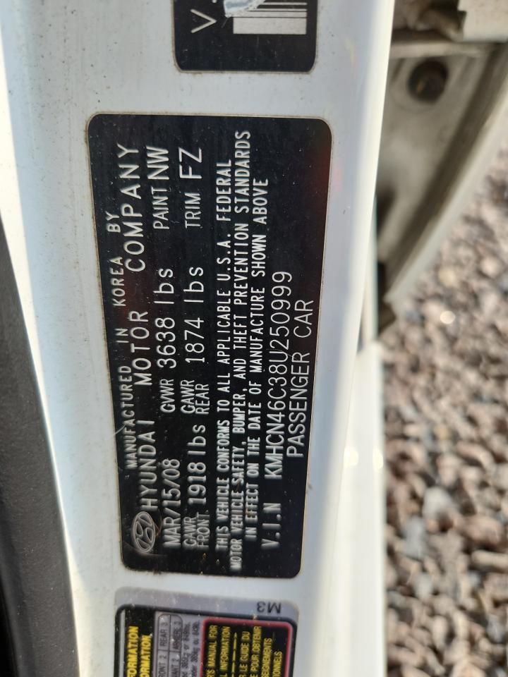 2008 Hyundai Accent Gls White vin: KMHCN46C38U250999