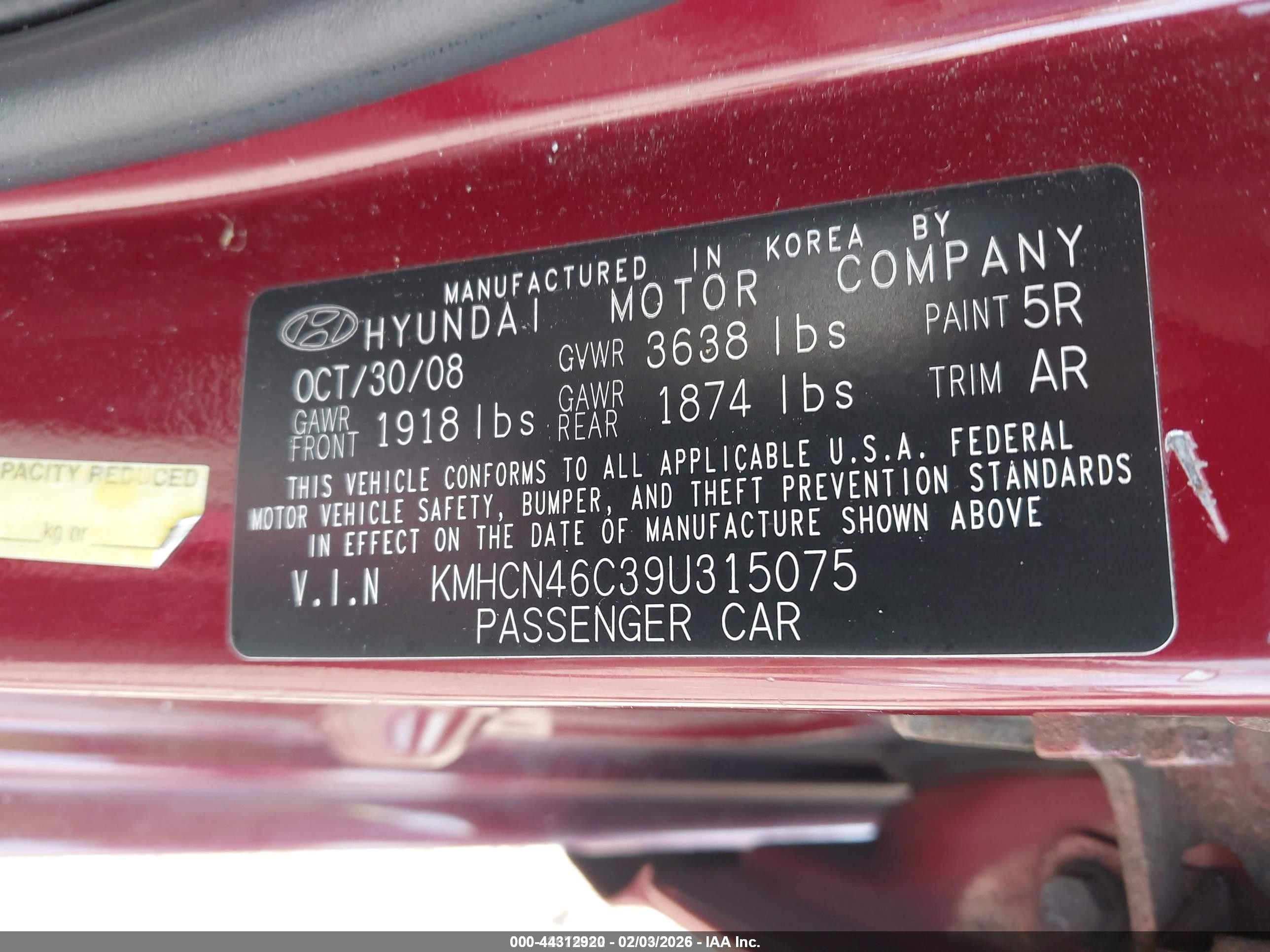 2009 Hyundai Accent Gls Red vin: KMHCN46C39U315075