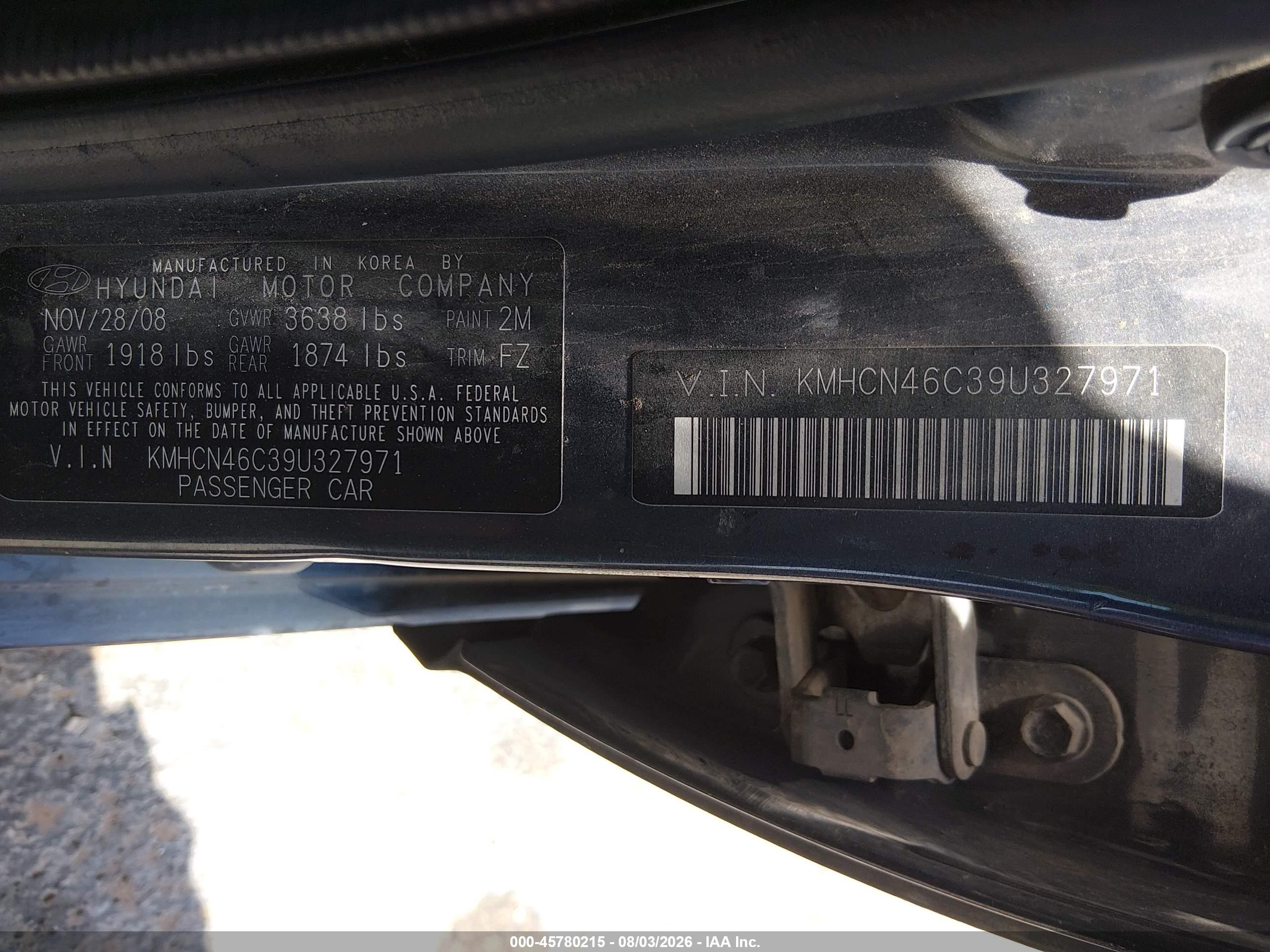 2009 Hyundai Accent Gls Blue vin: KMHCN46C39U327971