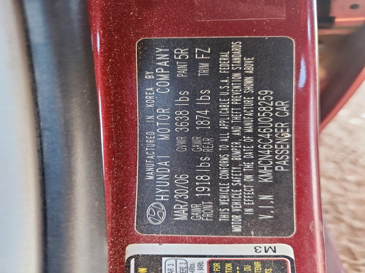 2006 Hyundai Accent Gls Red vin: KMHCN46C46U058259
