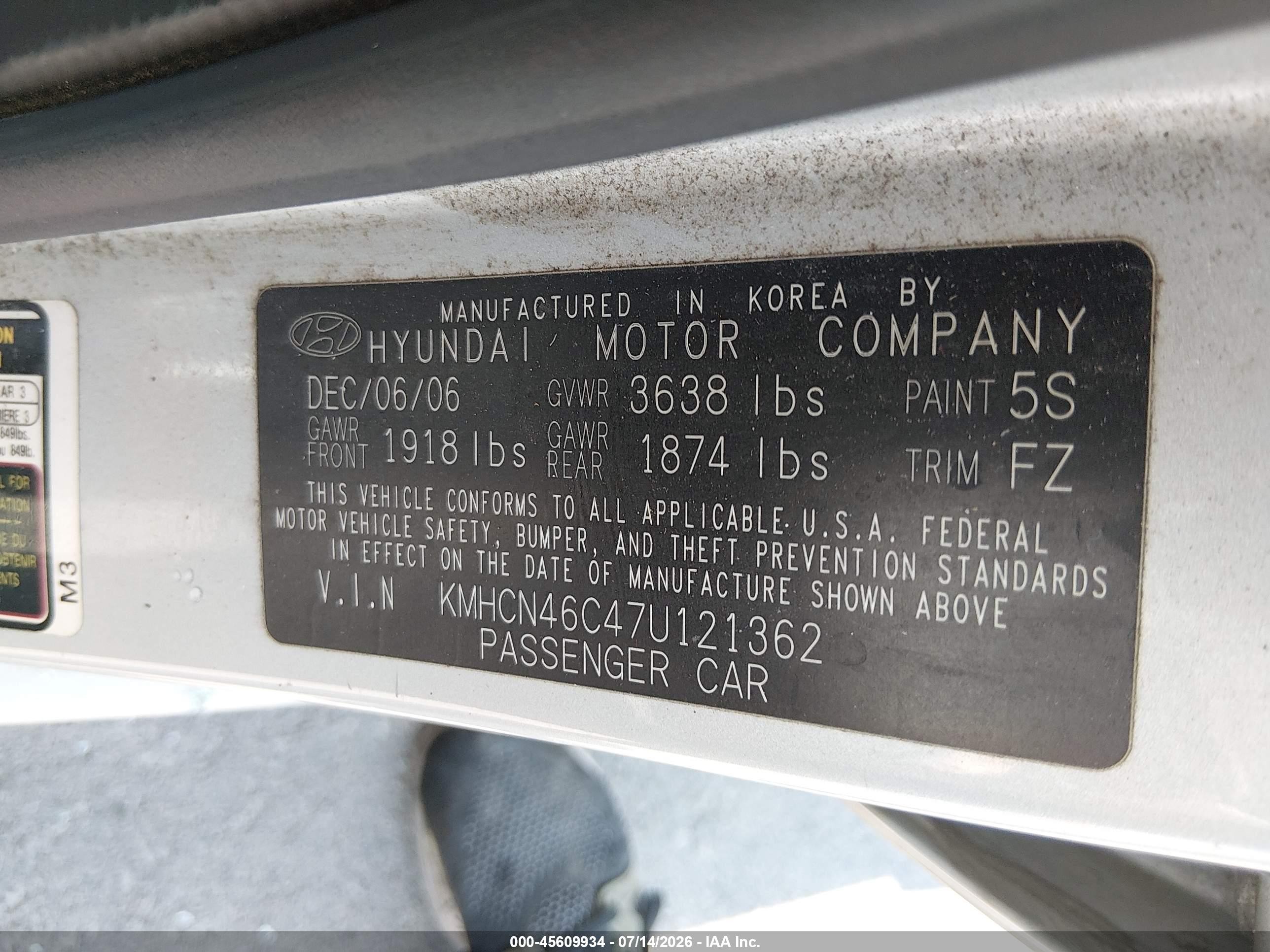 2007 Hyundai Accent Gls Silver vin: KMHCN46C47U121362