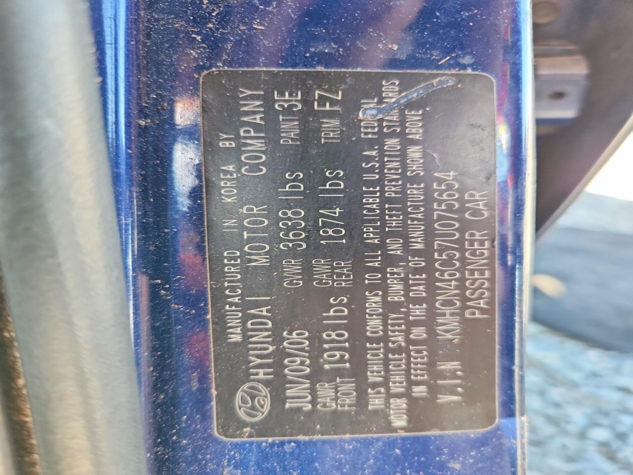 2007 Hyundai Accent Gls Blue vin: KMHCN46C57U075654
