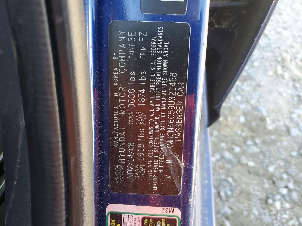 2009 Hyundai Accent Gls Blue vin: KMHCN46C59U321458