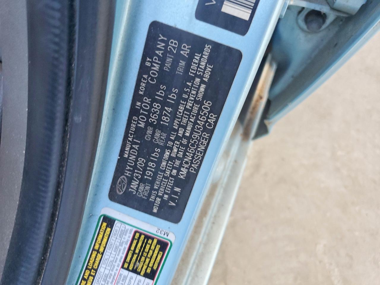 2009 Hyundai Accent Gls Blue vin: KMHCN46C59U346506
