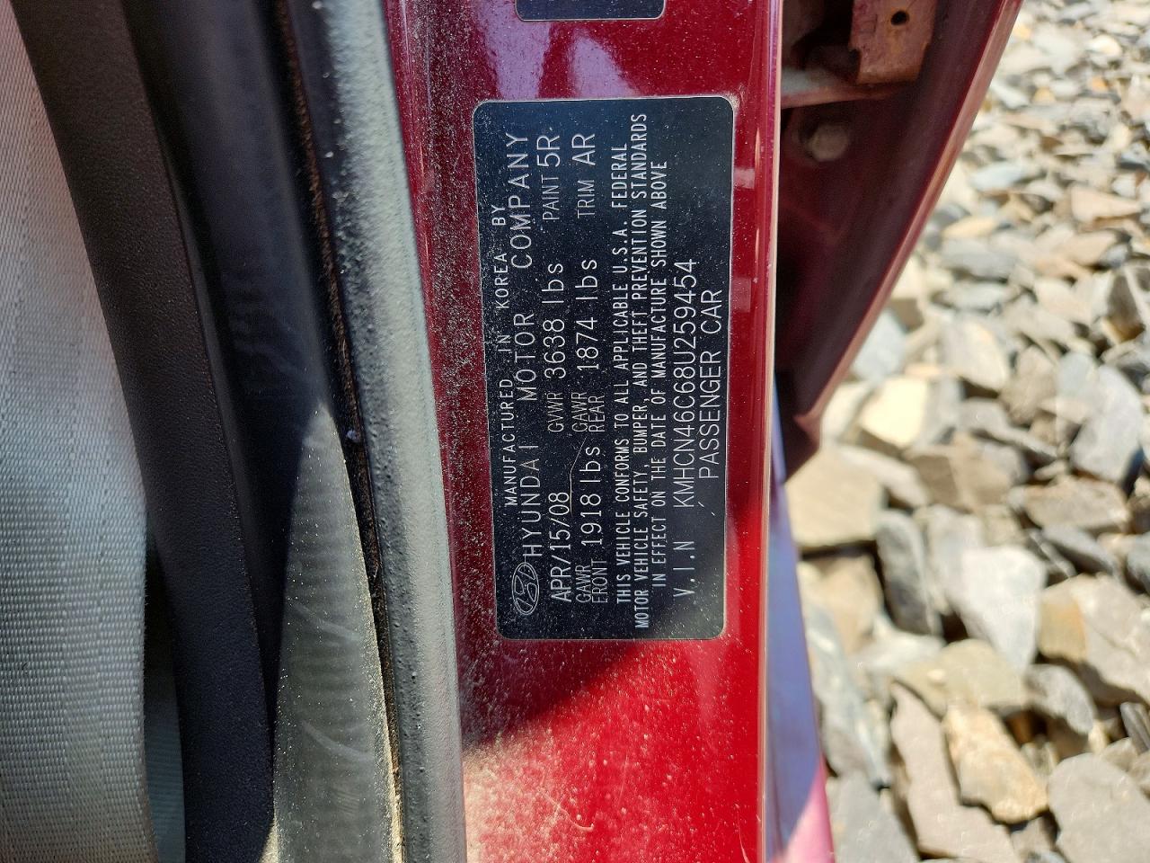 2008 Hyundai Accent Gls Red vin: KMHCN46C68U259454