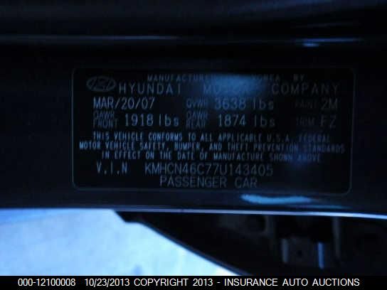 2007 Hyundai Accent Gls 4-door vin: KMHCN46C77U143405