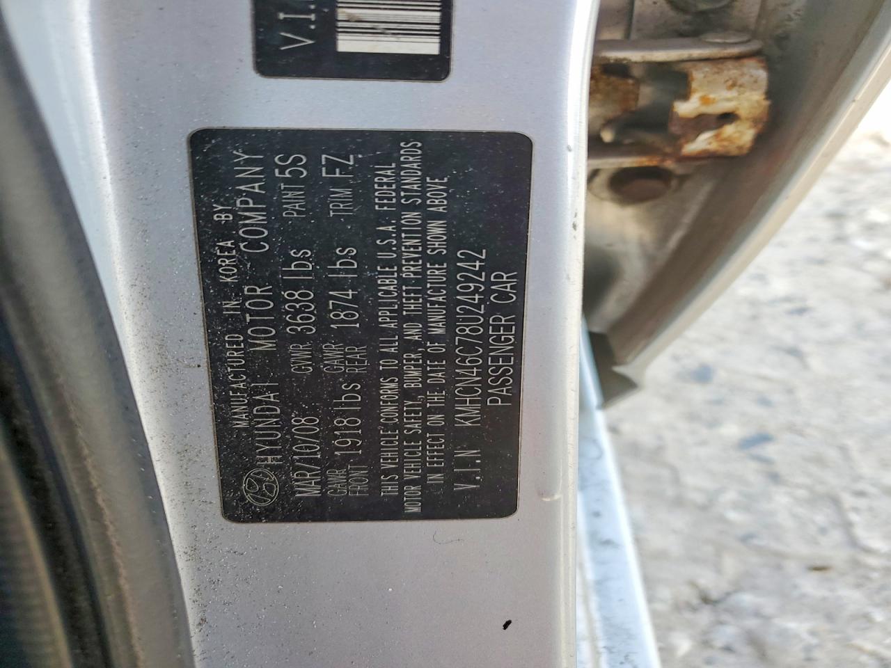 2008 Hyundai Accent Gls Серебряный vin: KMHCN46C78U249242